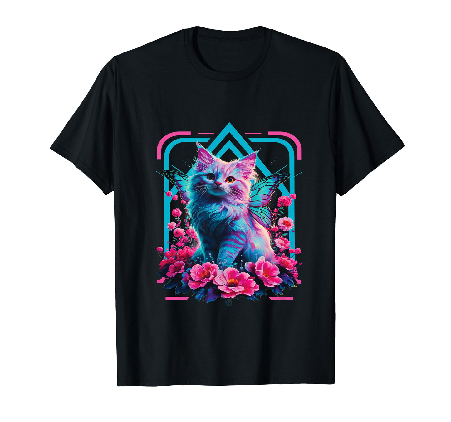 Butterfly Cat Vaporwave Cat T-Shirt - Aesthetic Graphic Men Women - T-Shirt, Sweatshirt, Hoodie