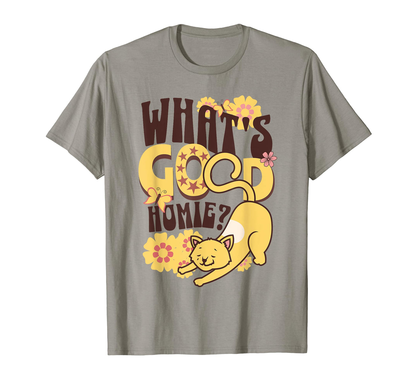 1960S Hippy Cat Boho Floral T-Shirt - Novelty Apparel Unisex - T-Shirt, Sweatshirt, Hoodie