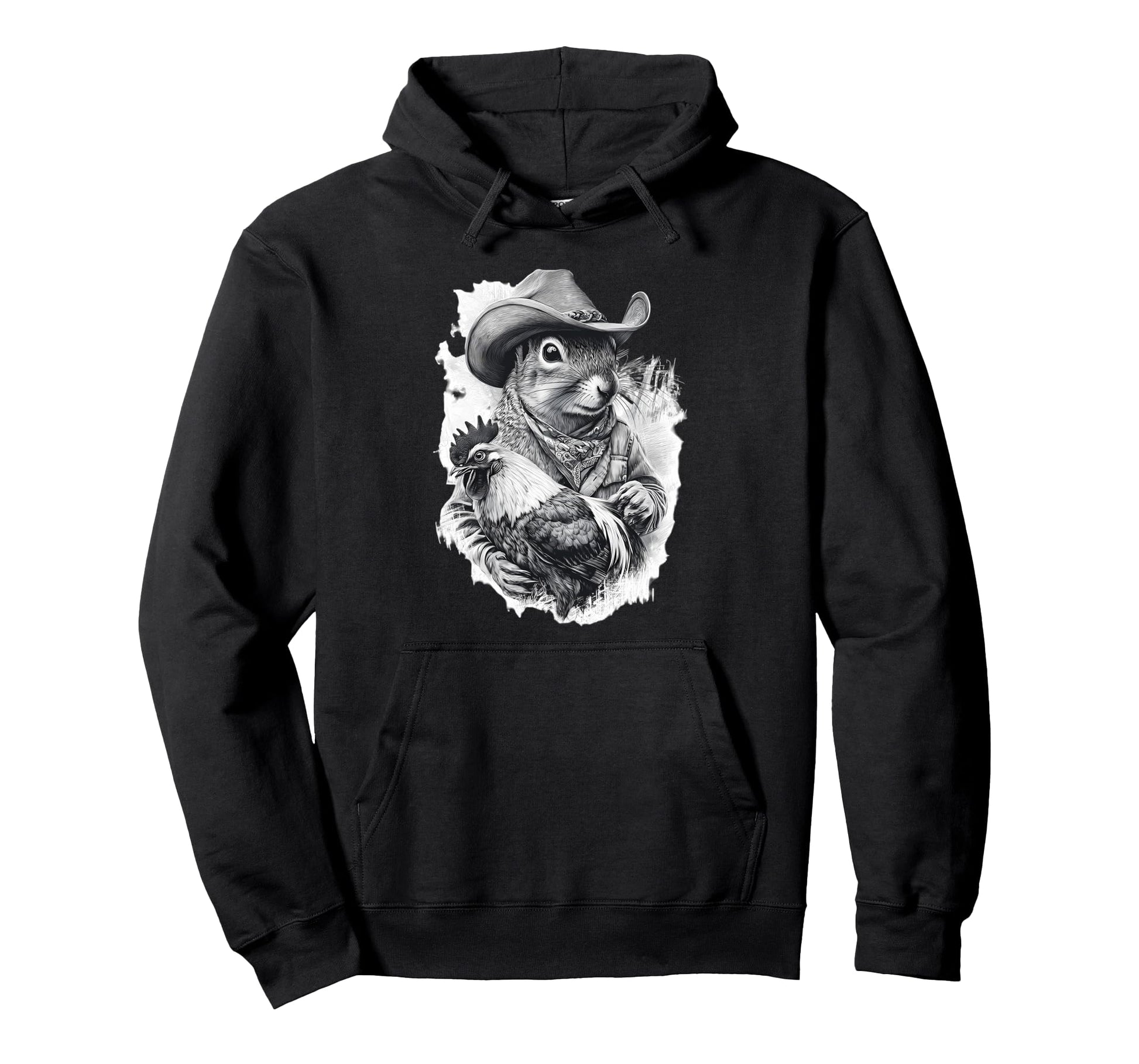 Country Cowboy Squirrel Rodeo Hoodie - Casual Everyday Wear Men Women - T-Shirt, Sweatshirt, Hoodie
