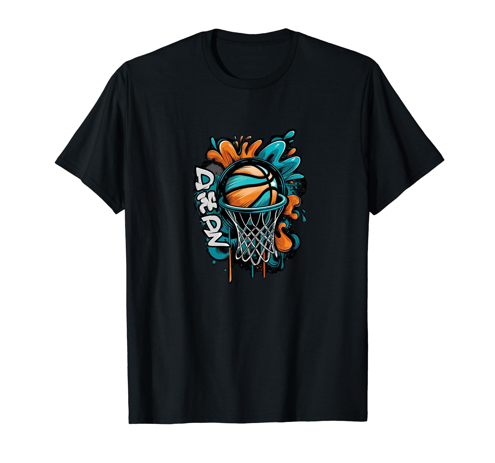 Basketball Hoop Graffiti Colorful Spray T-Shirt - Aesthetic Graphic Unisex - T-Shirt, Sweatshirt, Hoodie