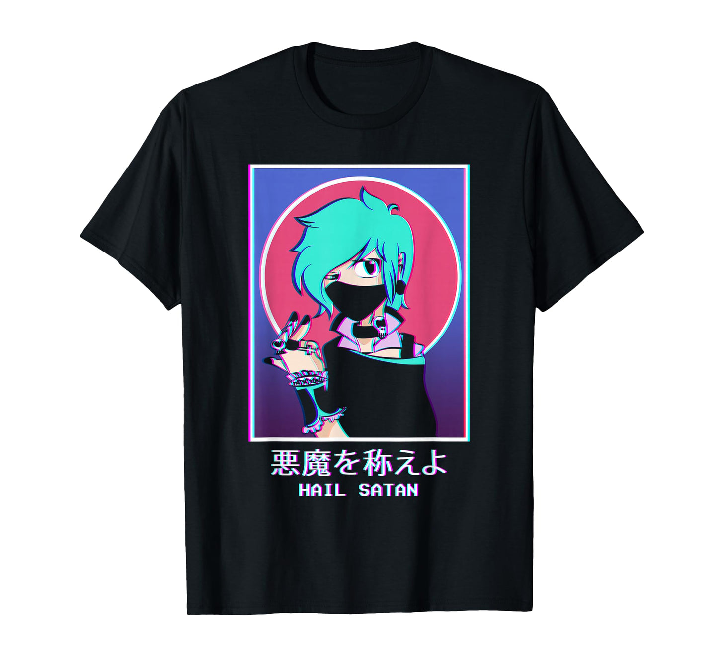 Hail Satan Pastel Goth Anime T-Shirt - Casual Everyday Wear Men Women - T-Shirt, Sweatshirt, Hoodie