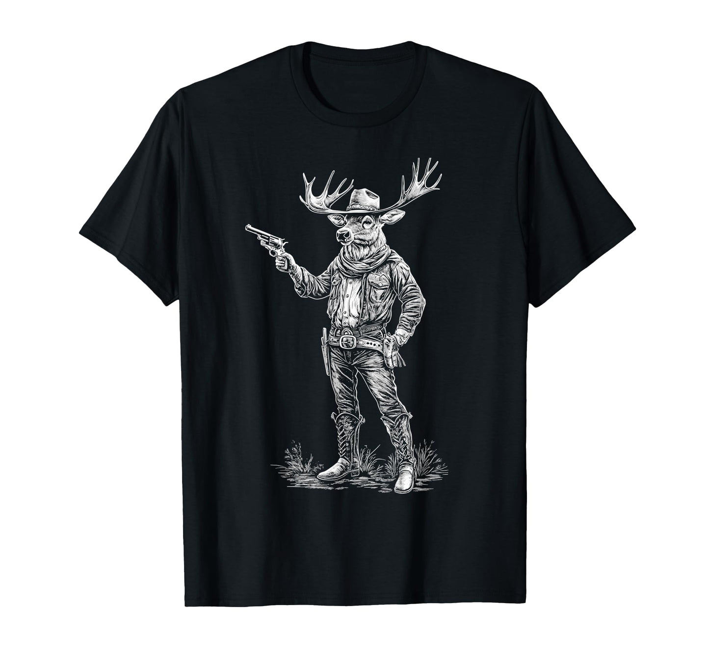 Majestic Elk Cowboy Western Art T-Shirt - Aesthetic Graphic Unisex - T-Shirt, Sweatshirt, Hoodie