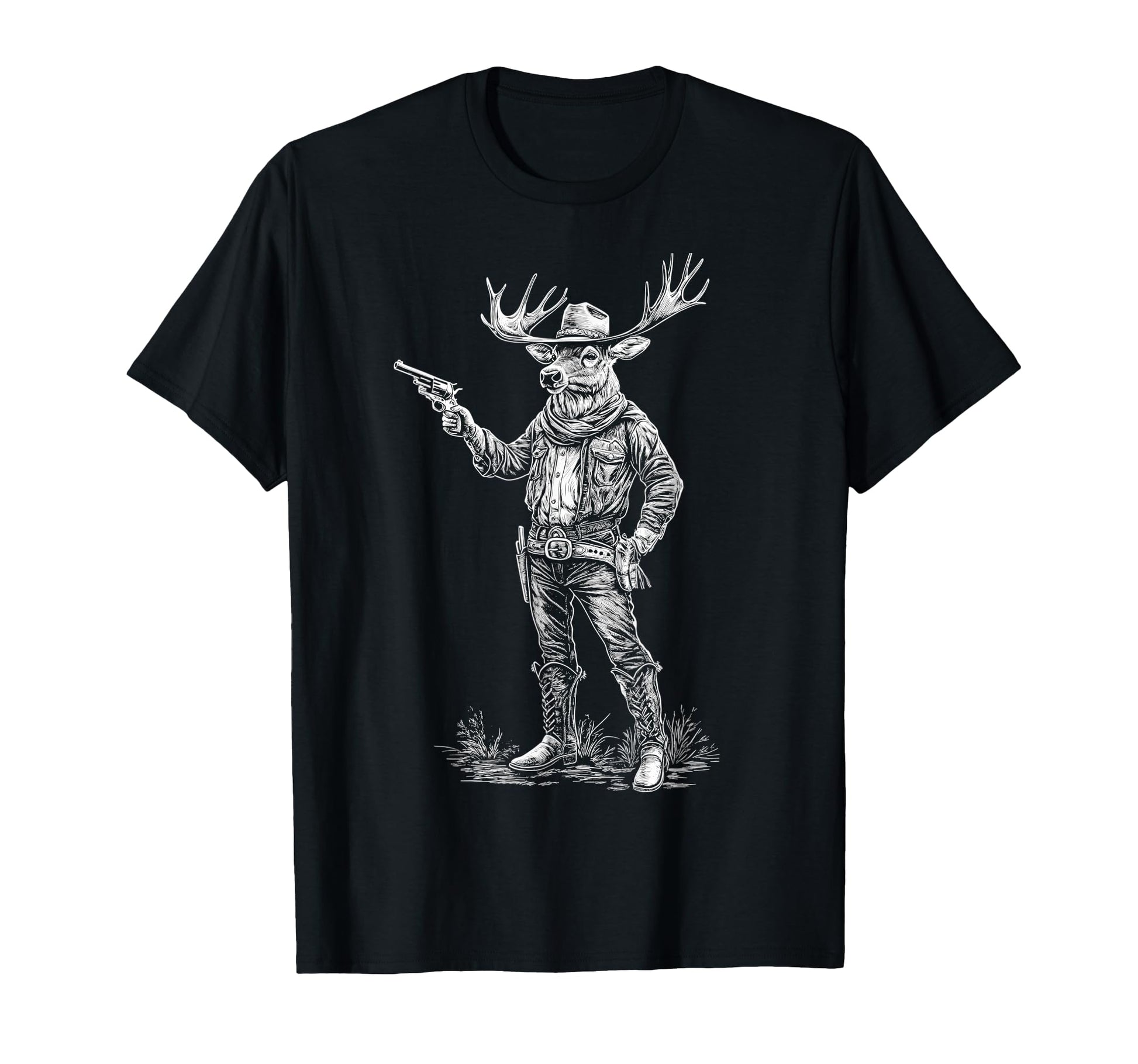 Majestic Elk Cowboy Western Art T-Shirt - Aesthetic Graphic Unisex - T-Shirt, Sweatshirt, Hoodie