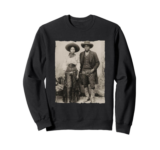 Black Cowboy Cowgirl Old American West Sweatshirt - Novelty Apparel Unisex - T-Shirt, Sweatshirt, Hoodie