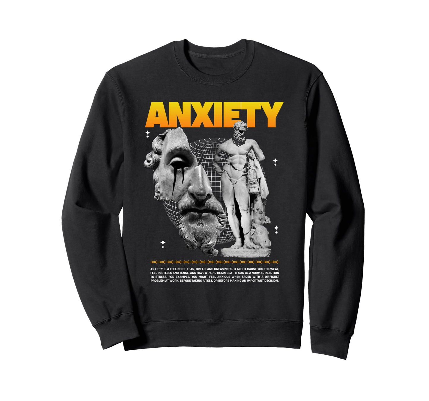 Anxiety Worry Fear Aesthetic Edgy Sweatshirt - Aesthetic Graphic Men Women - T-Shirt, Sweatshirt, Hoodie