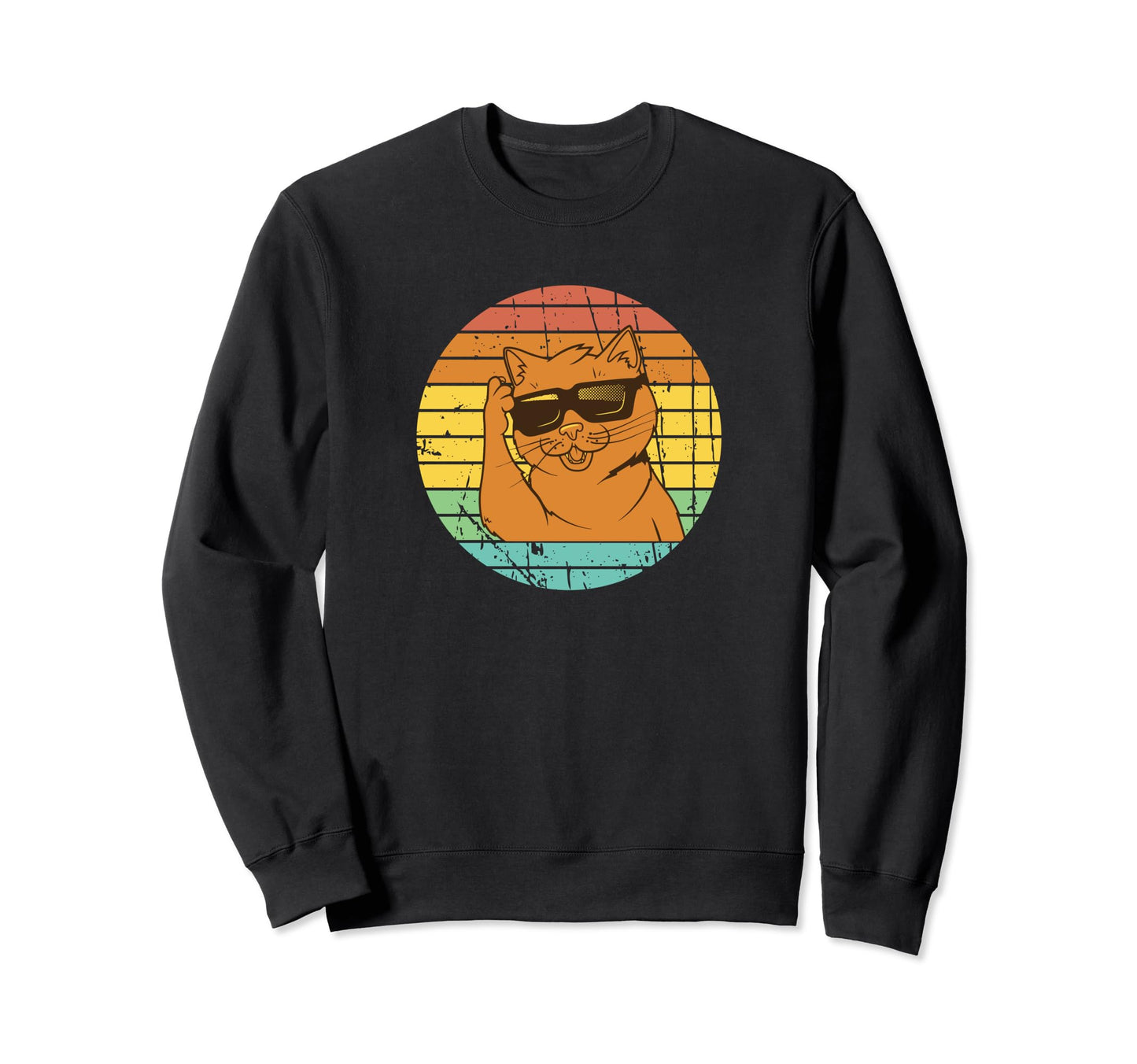 Cat Sunset Sunglasses Funny Cats Rainbow Sweatshirt - Graphic Print Unisex - T-Shirt, Sweatshirt, Hoodie