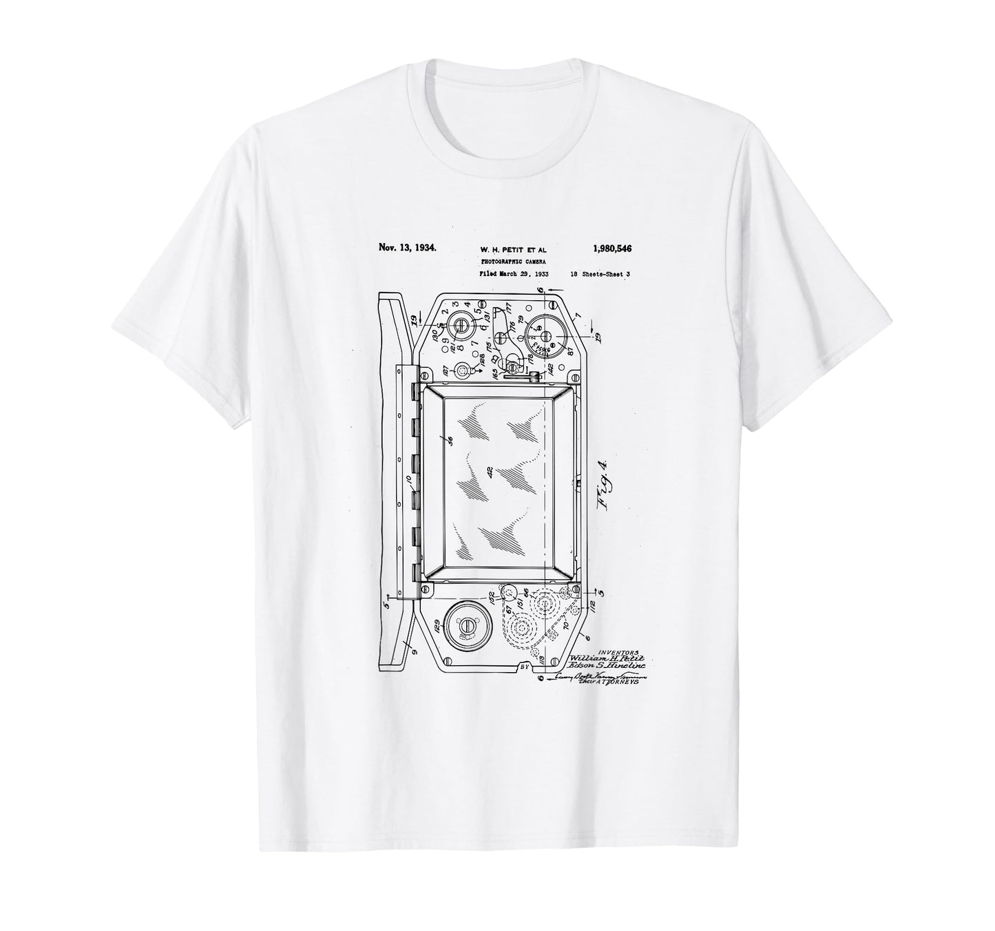 Camera Photographic Patent 1934 T-Shirt - Fun Novelty Design for Adults - T-Shirt, Sweatshirt, Hoodie