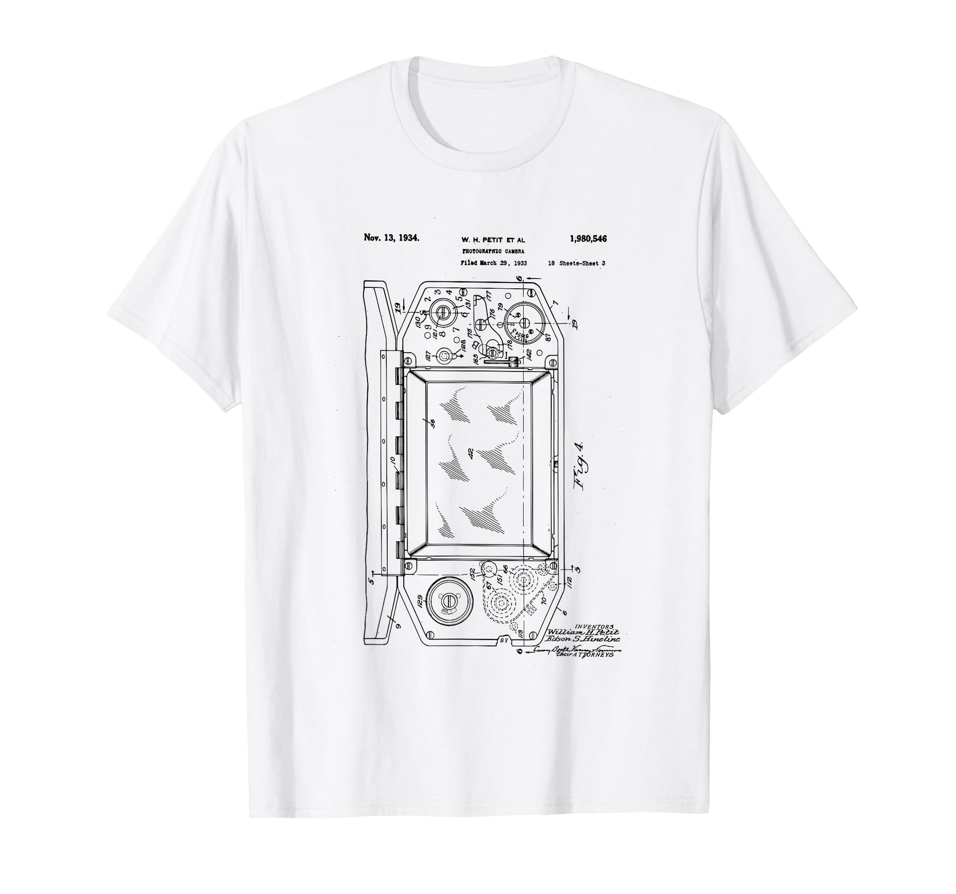 Camera Photographic Patent 1934 T-Shirt - Fun Novelty Design for Adults - T-Shirt, Sweatshirt, Hoodie