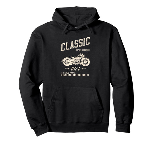 51St Birthday 1974 Motorcycle Hoodie - Graphic Print Men Women - T-Shirt, Sweatshirt, Hoodie