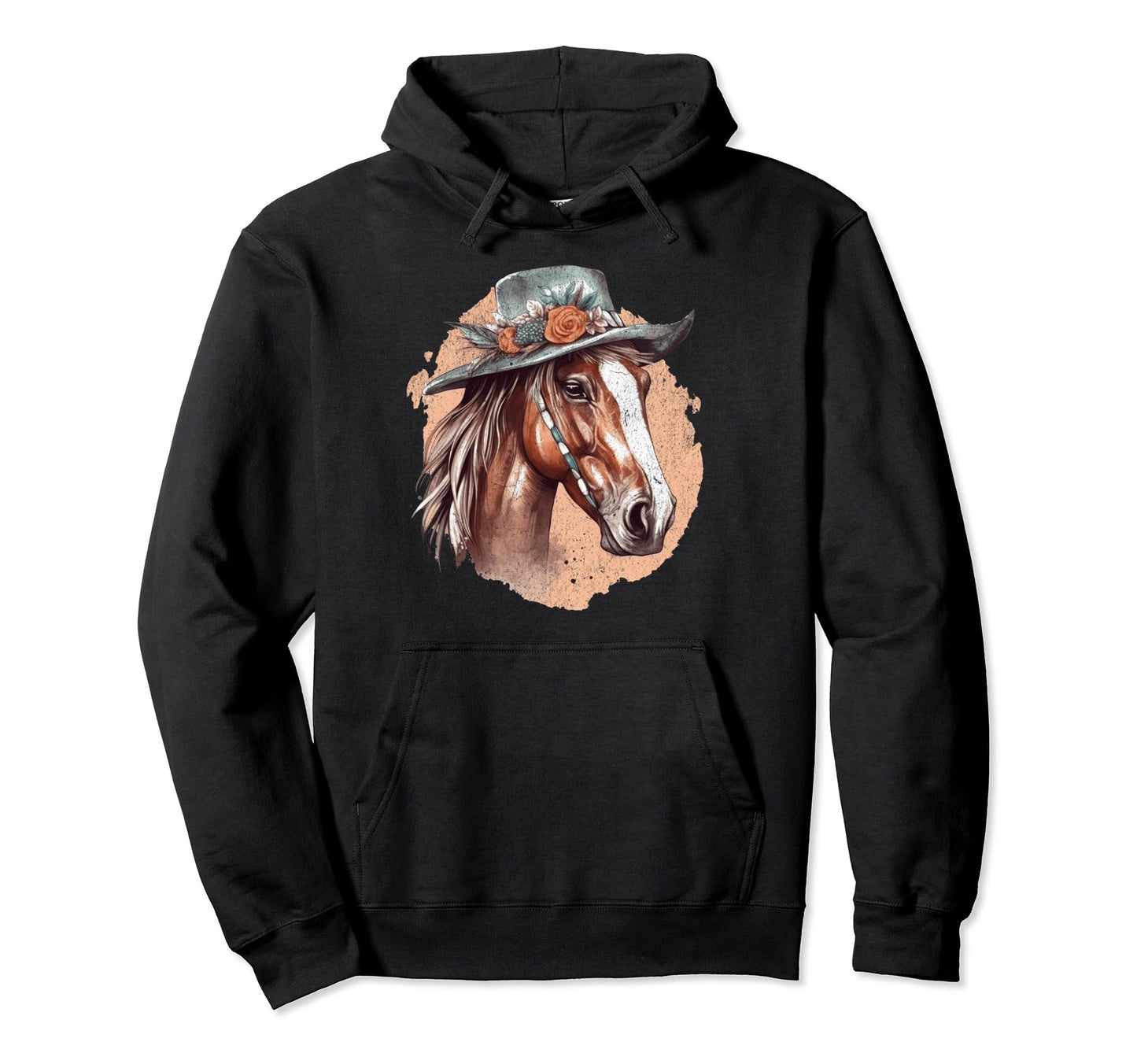 Bohemian Horse Western Hat Animal Rider Hoodie - Minimalist Print Unisex - T-Shirt, Sweatshirt, Hoodie