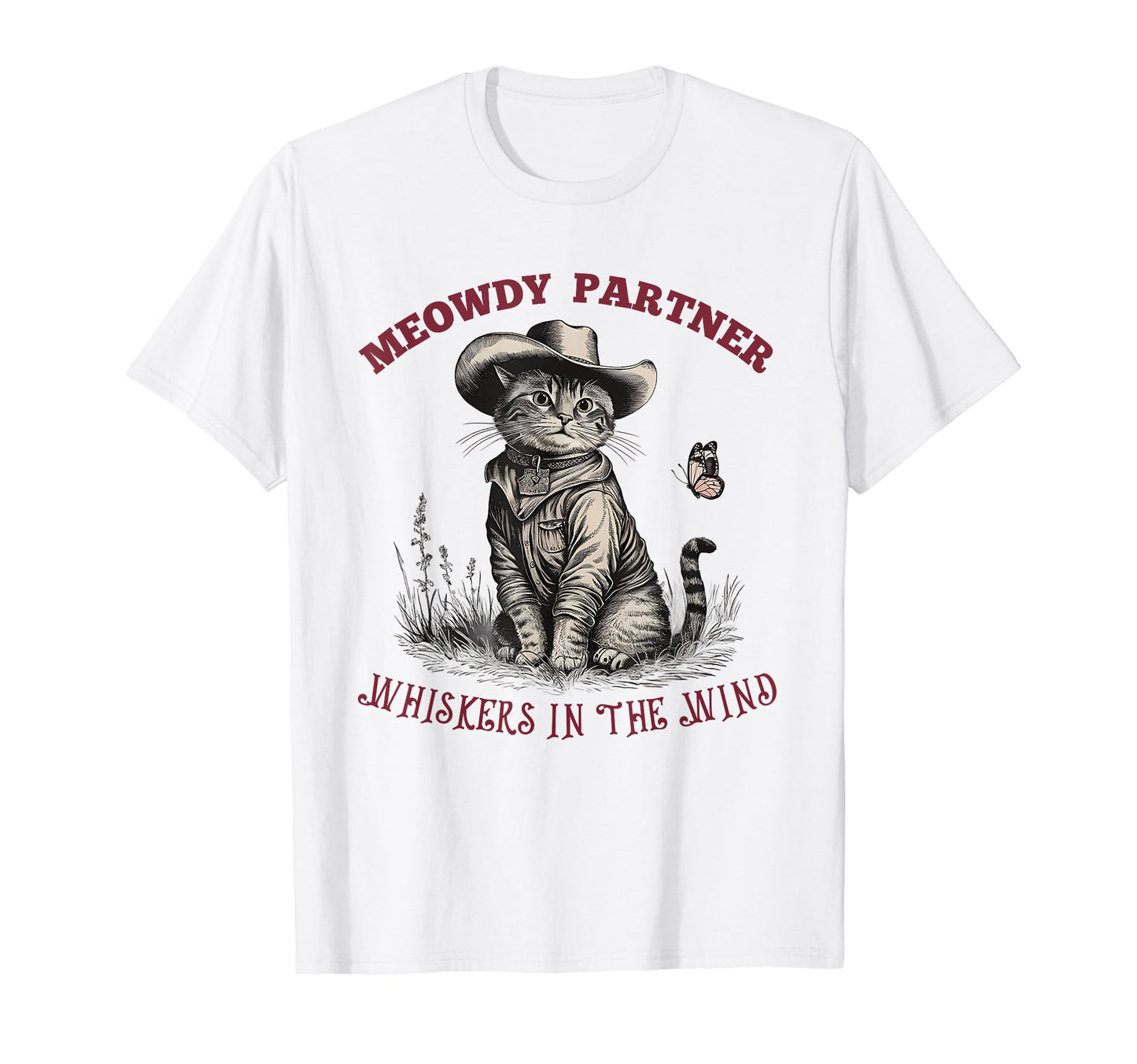 Meowdy Partner Cowboy Cat Western T-Shirt - Aesthetic Graphic for Adults - T-Shirt, Sweatshirt, Hoodie