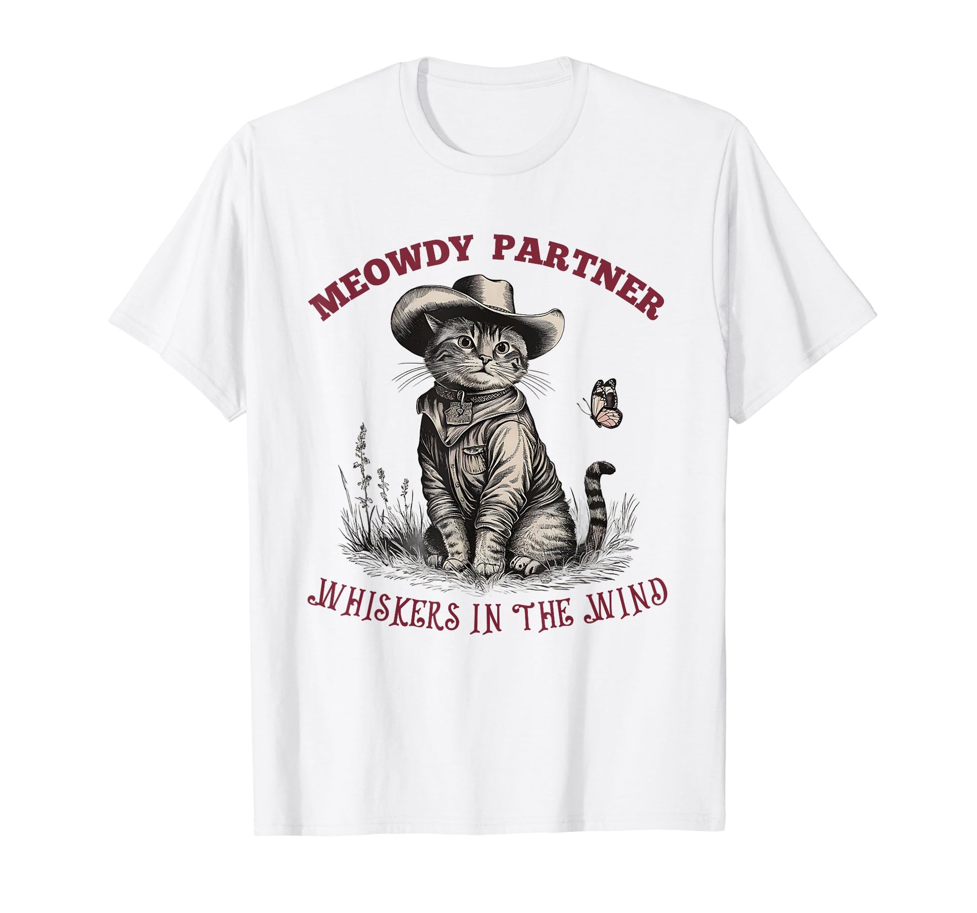 Meowdy Partner Cowboy Cat Western T-Shirt - Aesthetic Graphic for Adults - T-Shirt, Sweatshirt, Hoodie