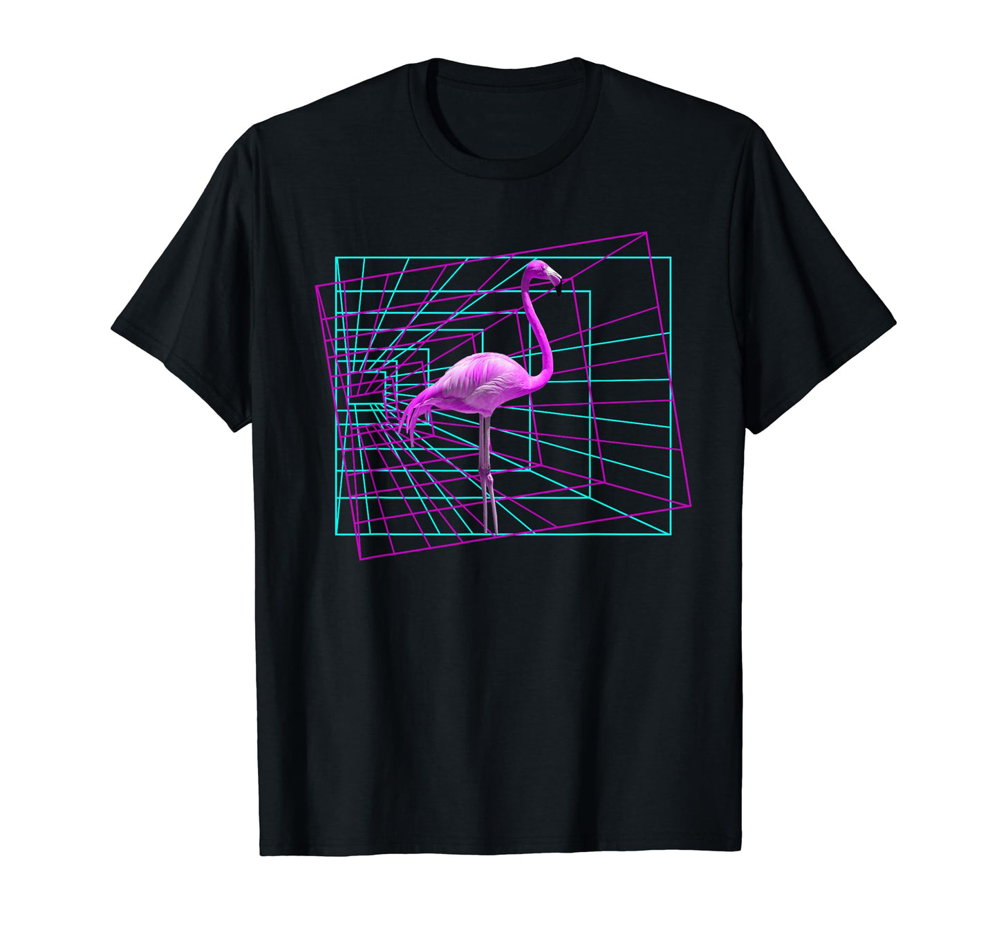 Geometric Flamingo Vaporwave Aesthetic T-Shirt - Unique Graphic Unisex - T-Shirt, Sweatshirt, Hoodie