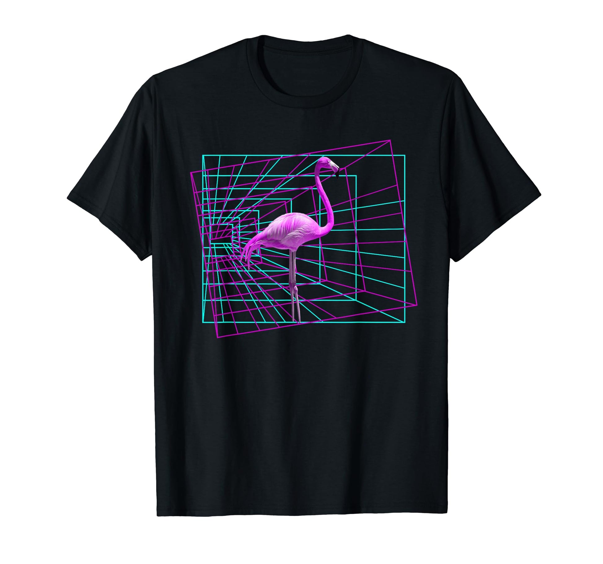Geometric Flamingo Vaporwave Aesthetic T-Shirt - Unique Graphic Unisex - T-Shirt, Sweatshirt, Hoodie