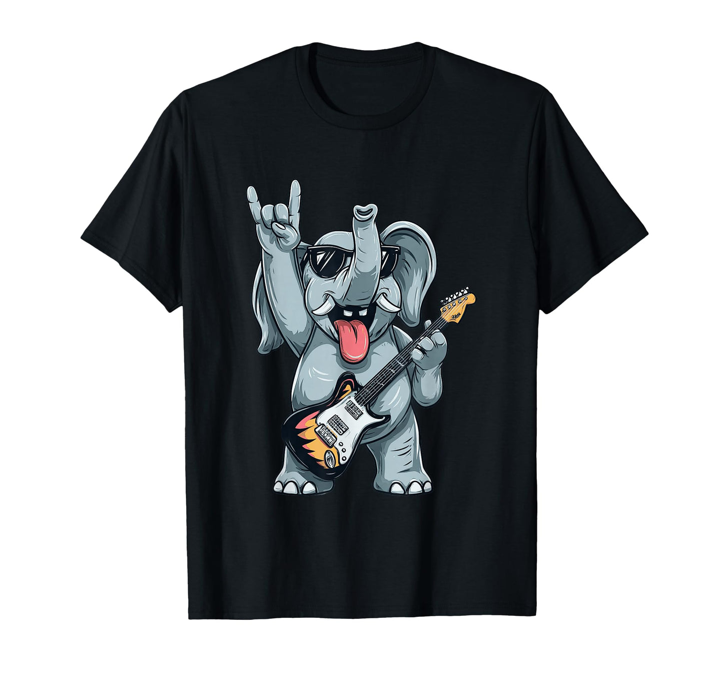 Funny Rock Elephant Guitar Player T-Shirt - Graphic Print for Adults - T-Shirt, Sweatshirt, Hoodie