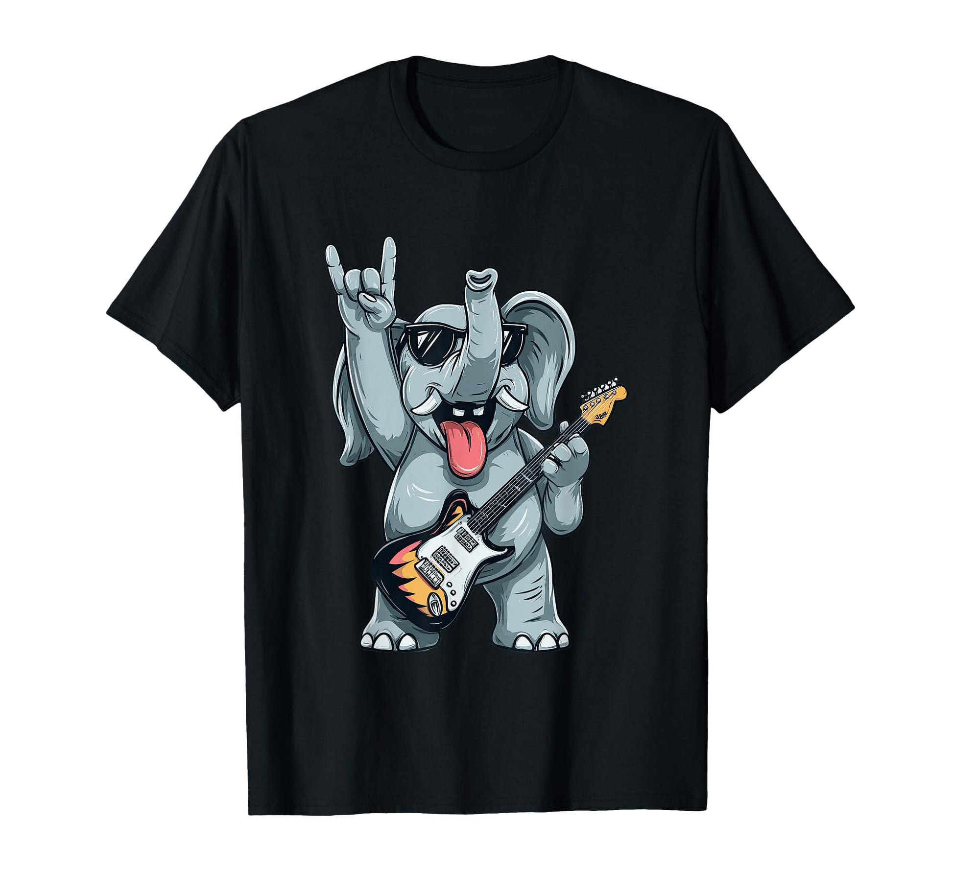 Funny Rock Elephant Guitar Player T-Shirt - Graphic Print for Adults - T-Shirt, Sweatshirt, Hoodie