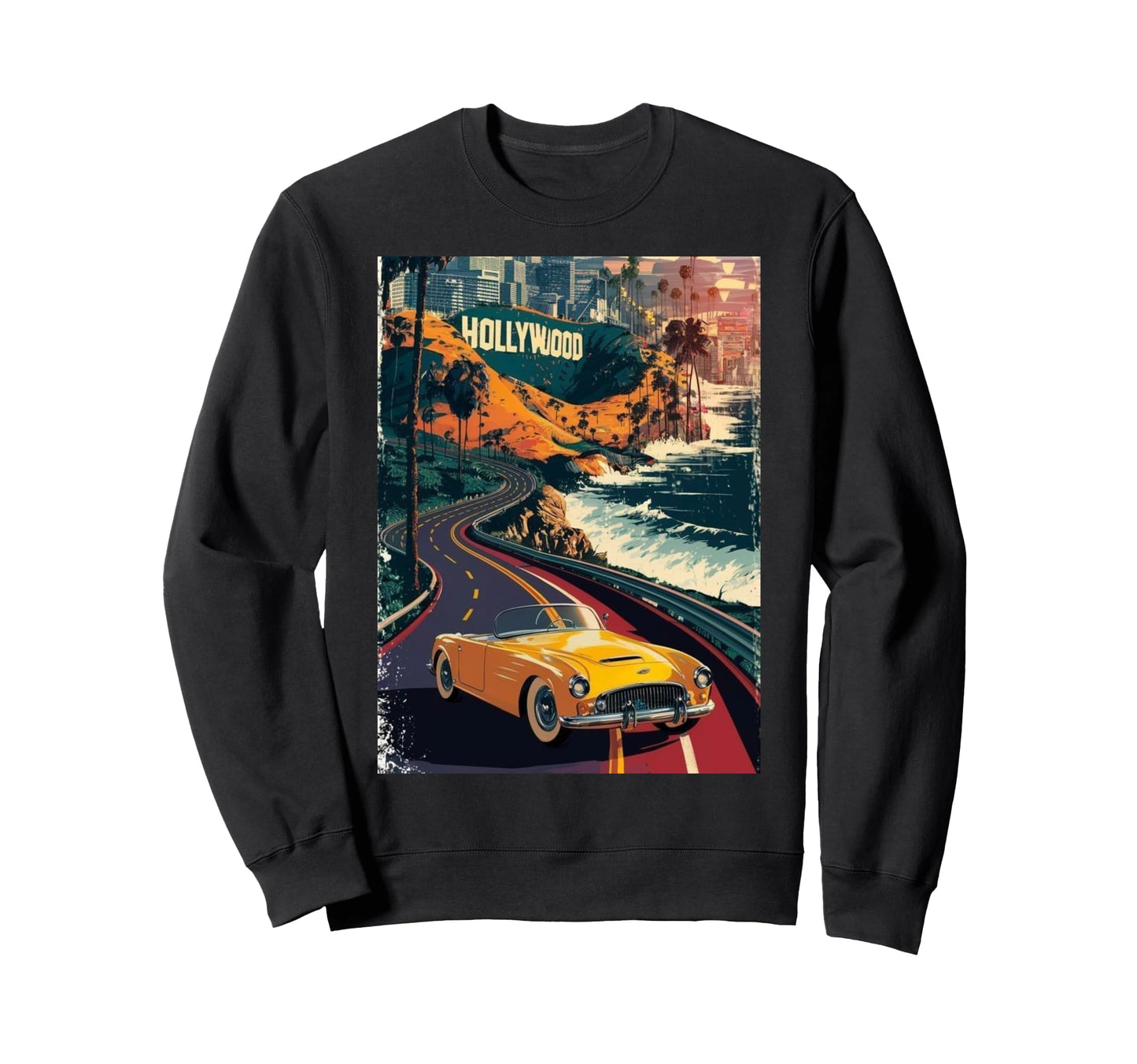 Car Highway California West Coast Sweatshirt - Minimalist Print Men Women - T-Shirt, Sweatshirt, Hoodie
