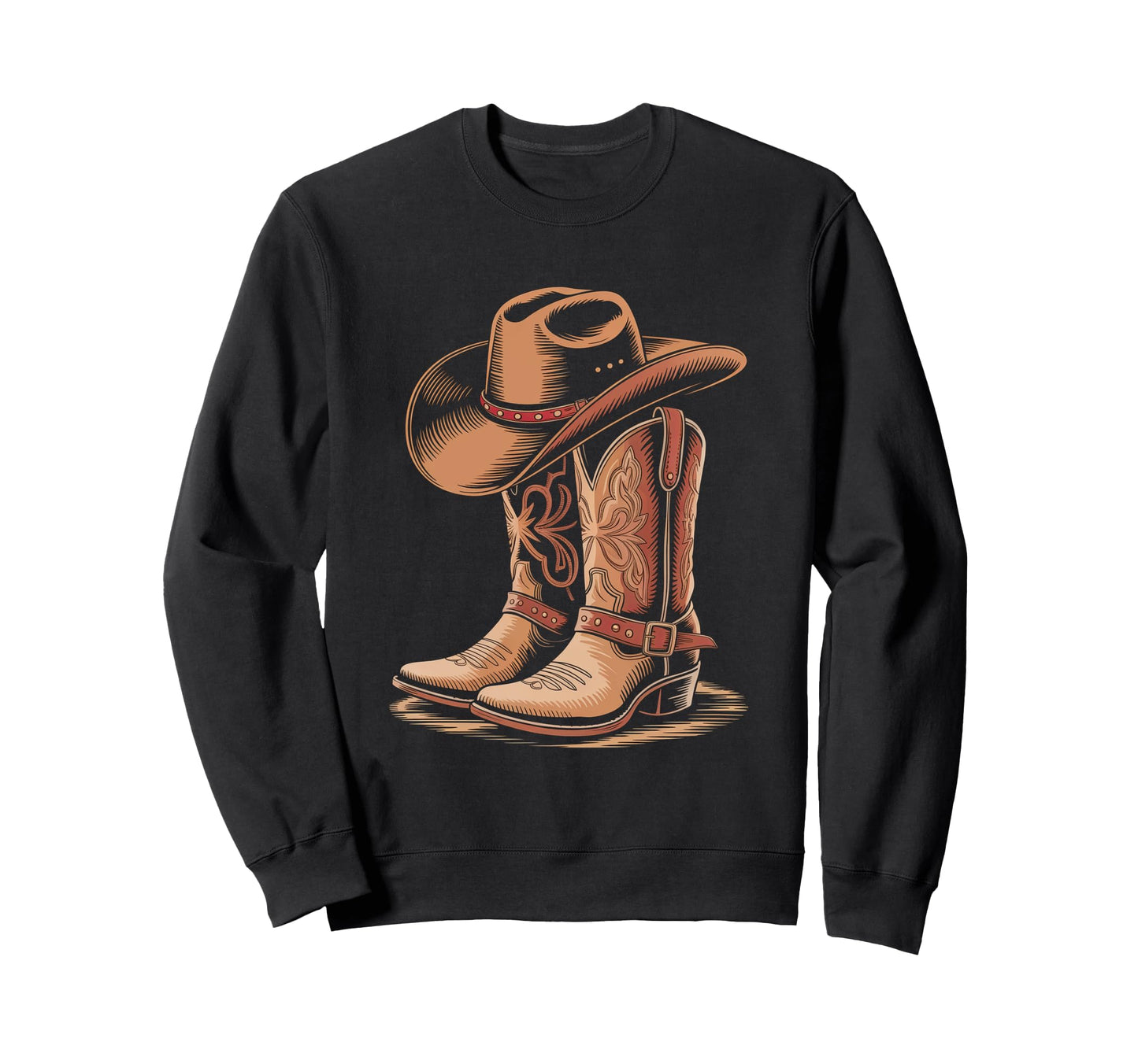 Cowboy Boots Western Country Sweatshirt - Aesthetic Graphic Men Women - T-Shirt, Sweatshirt, Hoodie