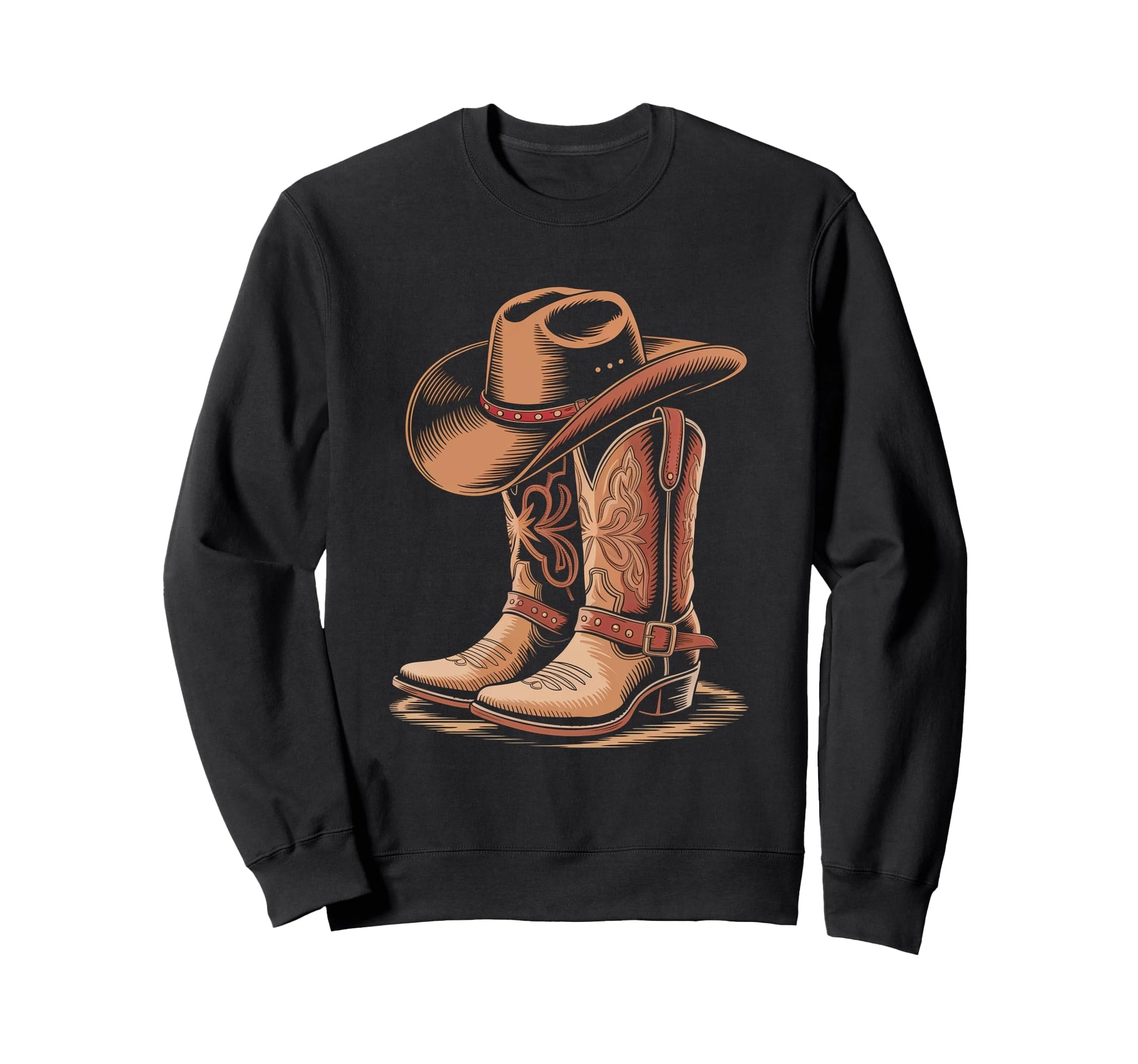 Cowboy Boots Western Country Sweatshirt - Aesthetic Graphic Men Women - T-Shirt, Sweatshirt, Hoodie