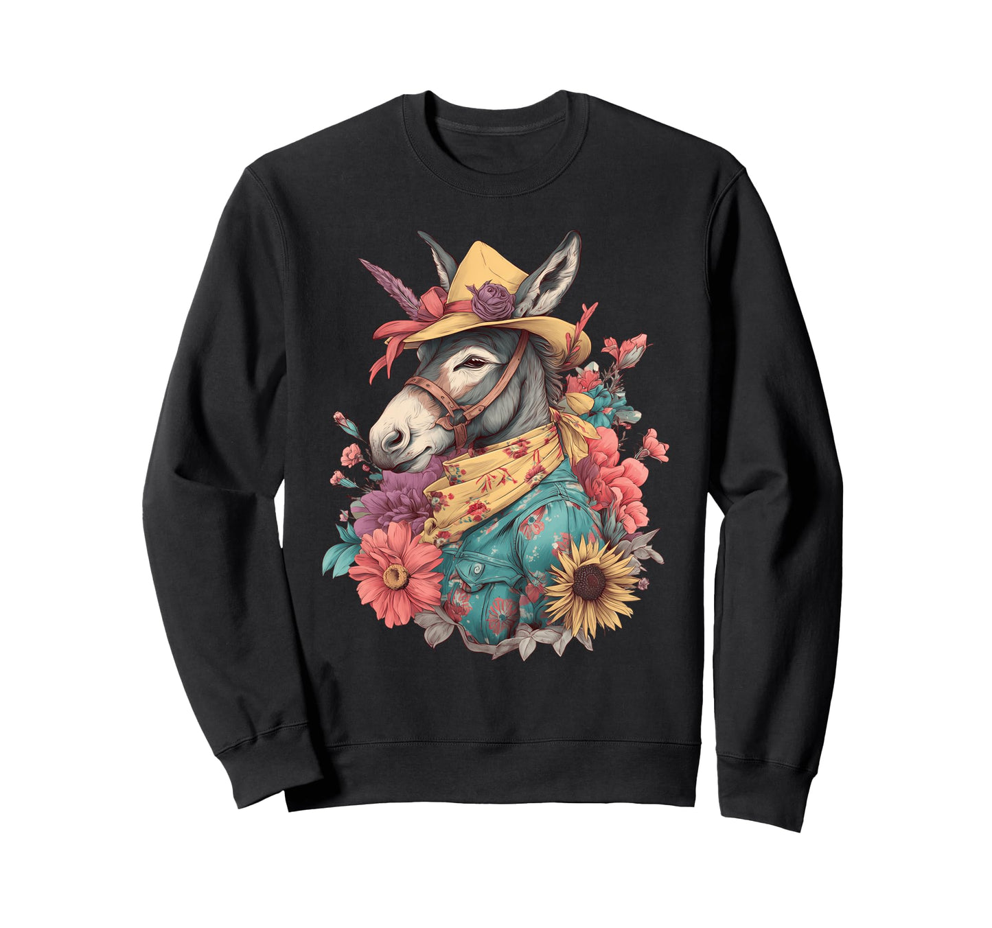 Donkey Cowboy Rodeo Cowgirl Sweatshirt - Minimalist Print for Adults - T-Shirt, Sweatshirt, Hoodie