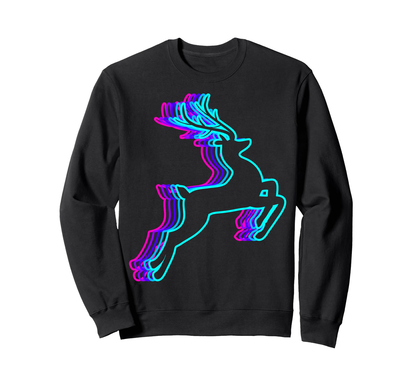 Reindeer Santa Claus Vaporwave Sweatshirt - Graphic Print for Adults - T-Shirt, Sweatshirt, Hoodie