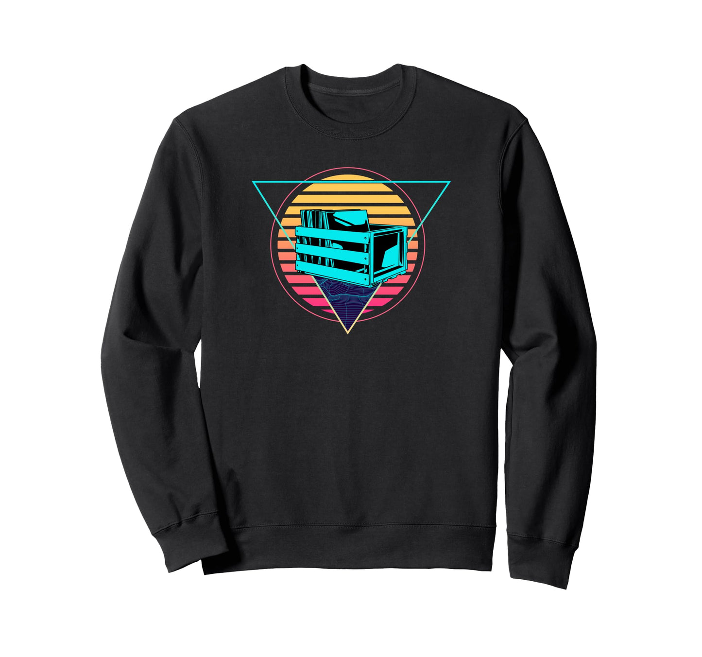 Futuristic Vinyl Record Synthwave Sweatshirt - Streetwear Style Men Women - T-Shirt, Sweatshirt, Hoodie
