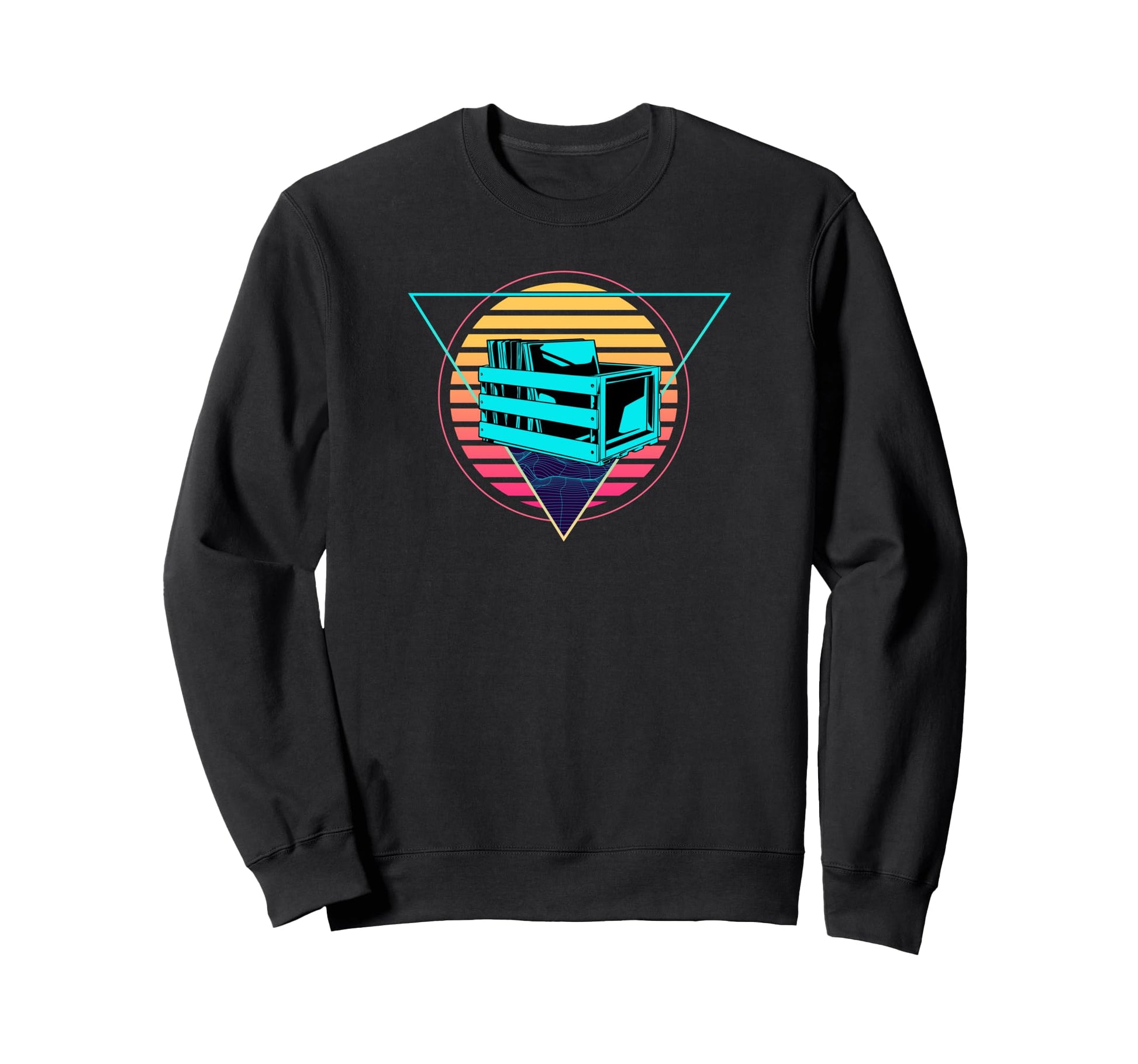 Futuristic Vinyl Record Synthwave Sweatshirt - Streetwear Style Men Women - T-Shirt, Sweatshirt, Hoodie