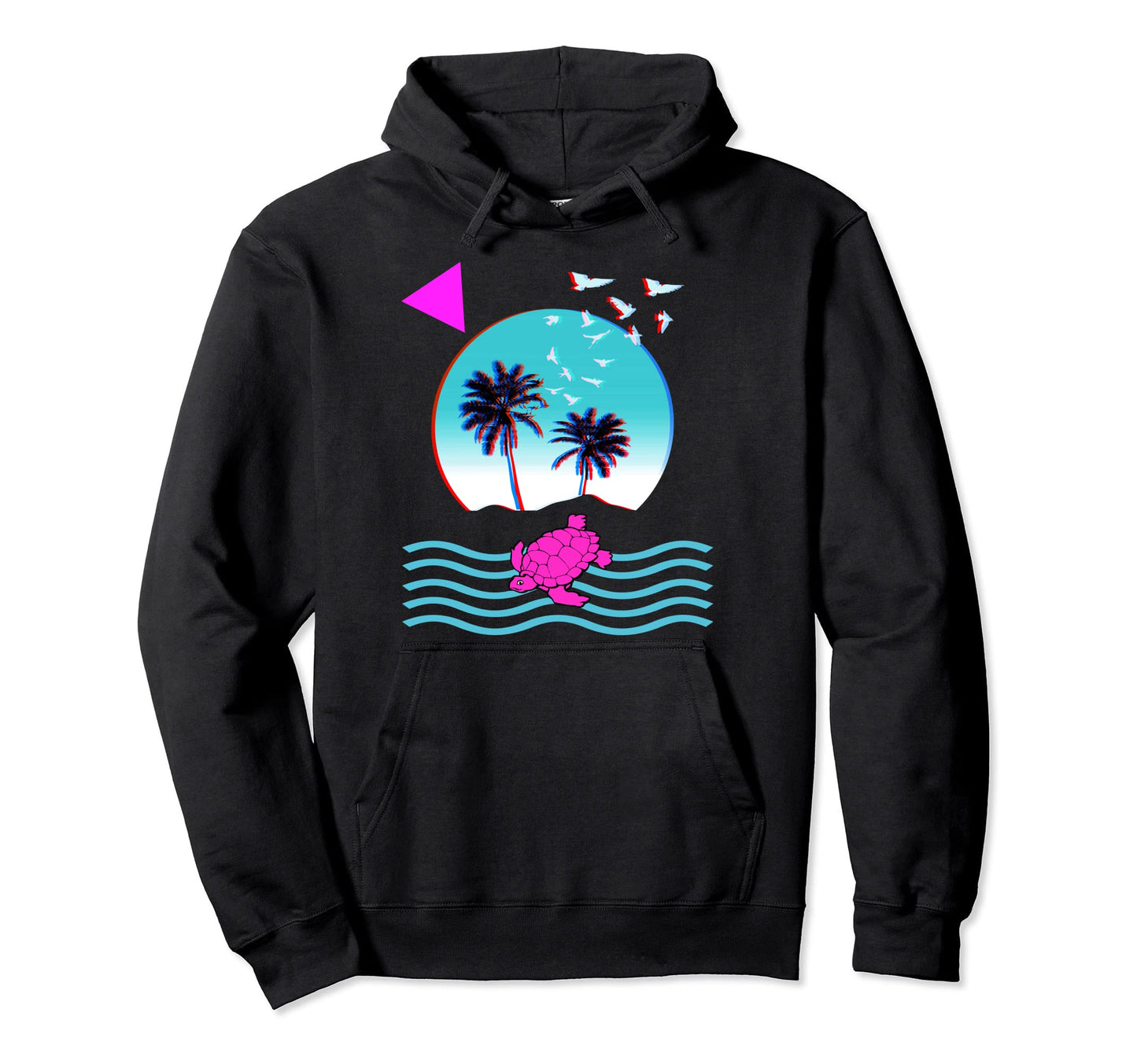 Sea Turtle Aesthetic Sunset And Palm Hoodie - Fun Novelty Design Unisex - T-Shirt, Sweatshirt, Hoodie