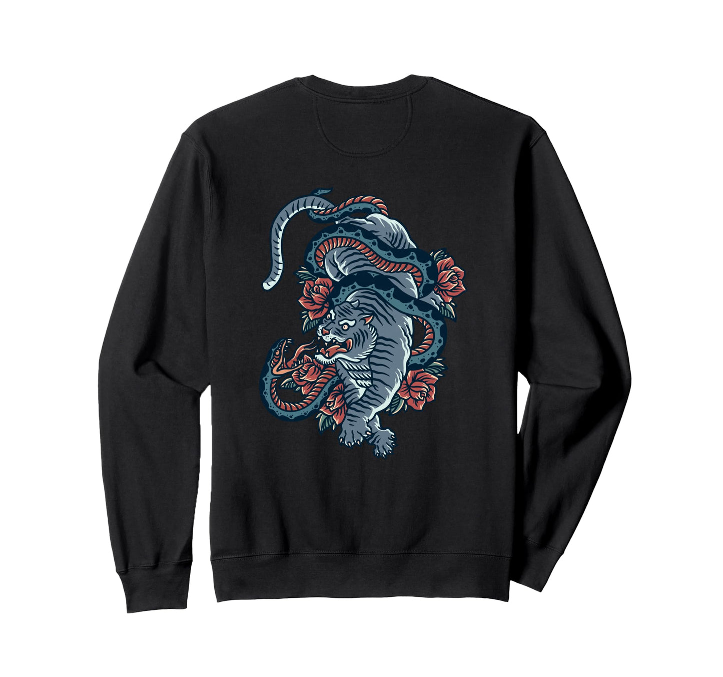 Tiger Snake Fight Backprint Aesthetic Sweatshirt - Novelty Apparel Unisex - T-Shirt, Sweatshirt, Hoodie