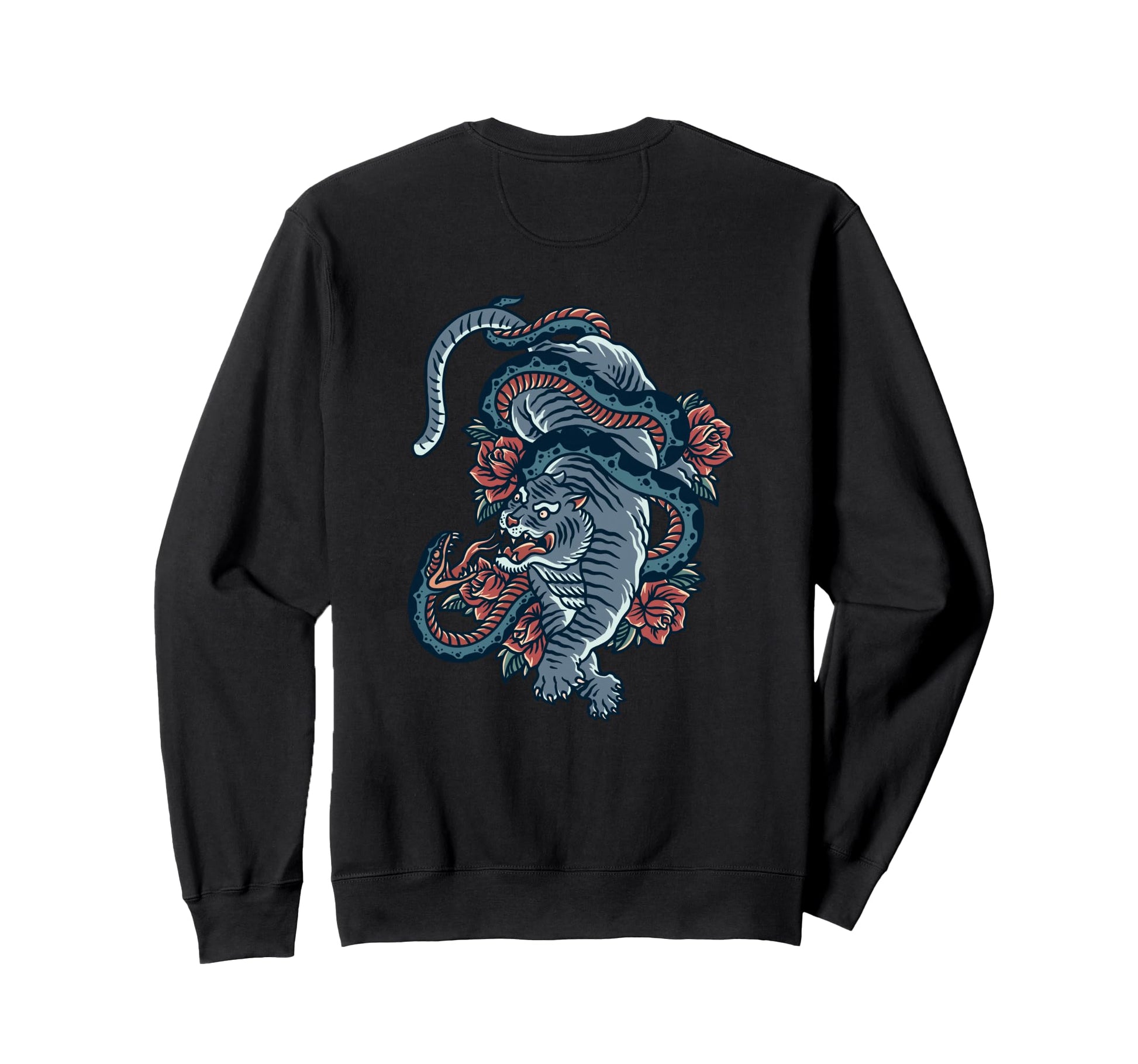 Tiger Snake Fight Backprint Aesthetic Sweatshirt - Novelty Apparel Unisex - T-Shirt, Sweatshirt, Hoodie