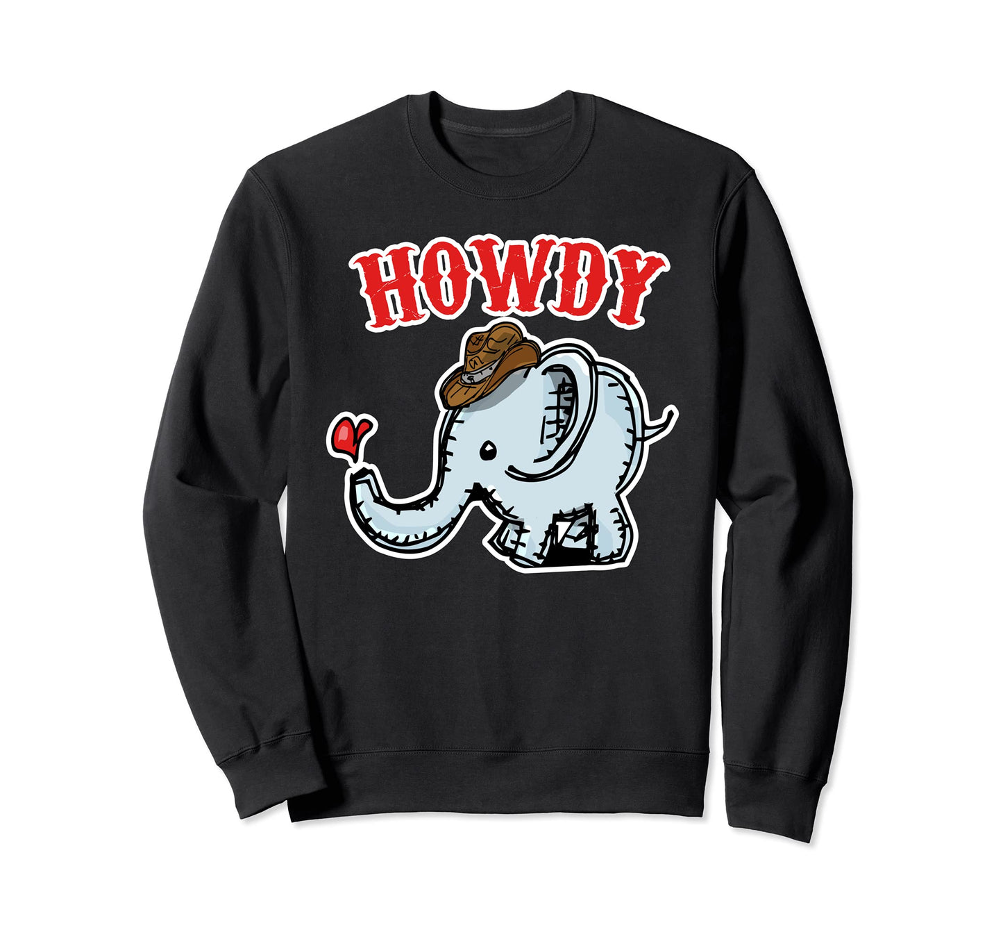 Western Howdy Elephant W Cowboy Hat Sweatshirt - Minimalist Print Unisex - T-Shirt, Sweatshirt, Hoodie
