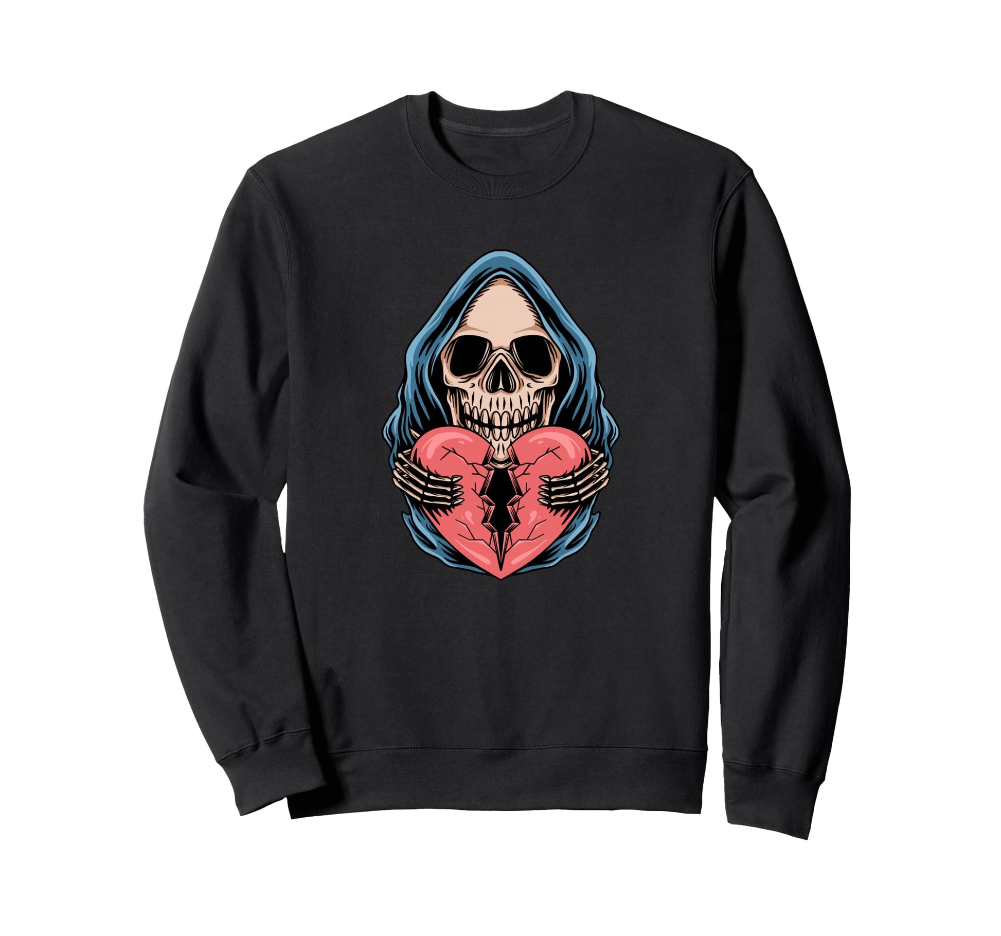 Broken Heart Death Skull Aesthetic Sweatshirt - Graphic Print for Adults - T-Shirt, Sweatshirt, Hoodie