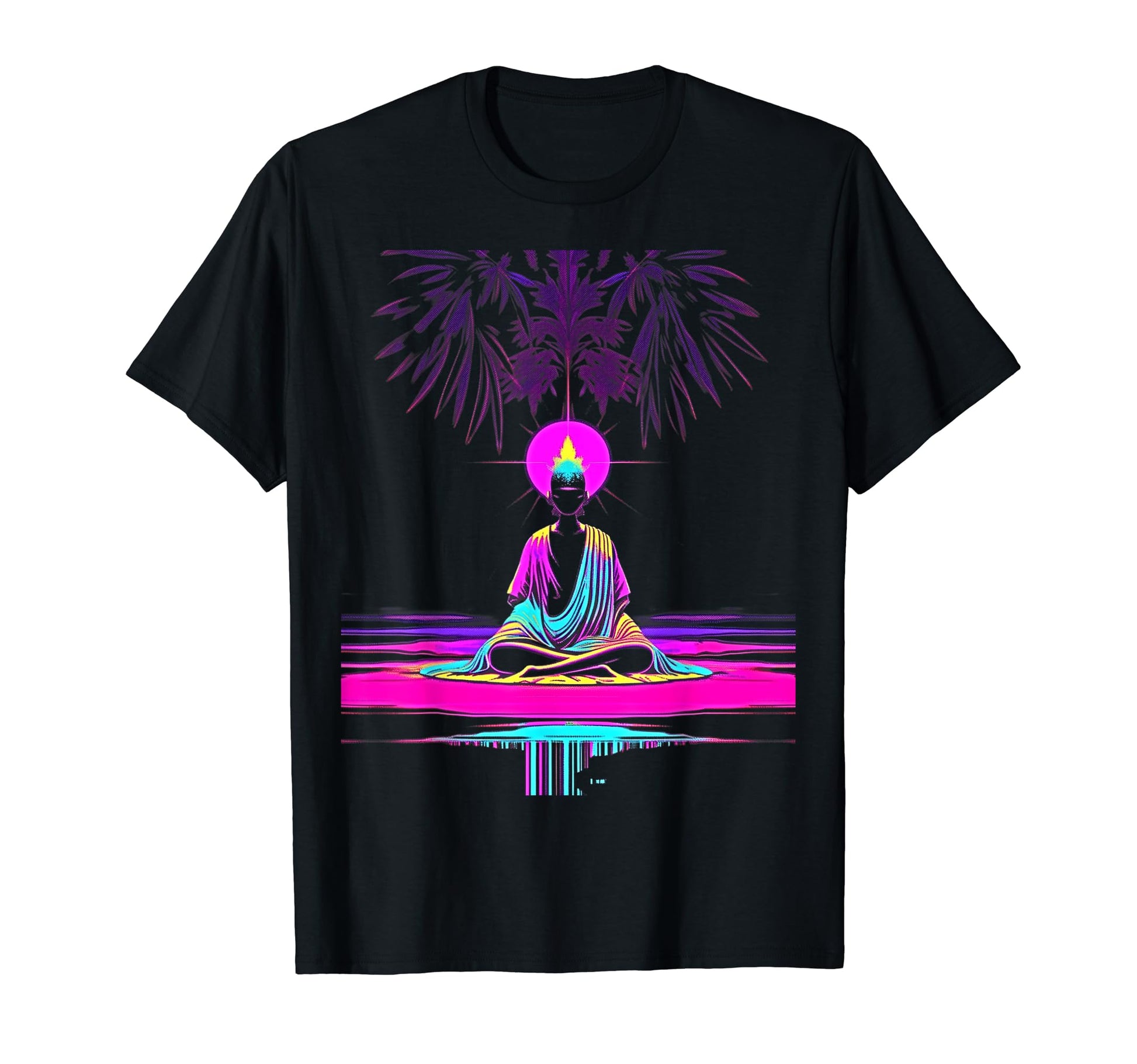 Synthwave Alien Buddha Cyberpunk 80S Sci T-Shirt - Minimalist Print Unisex - T-Shirt, Sweatshirt, Hoodie