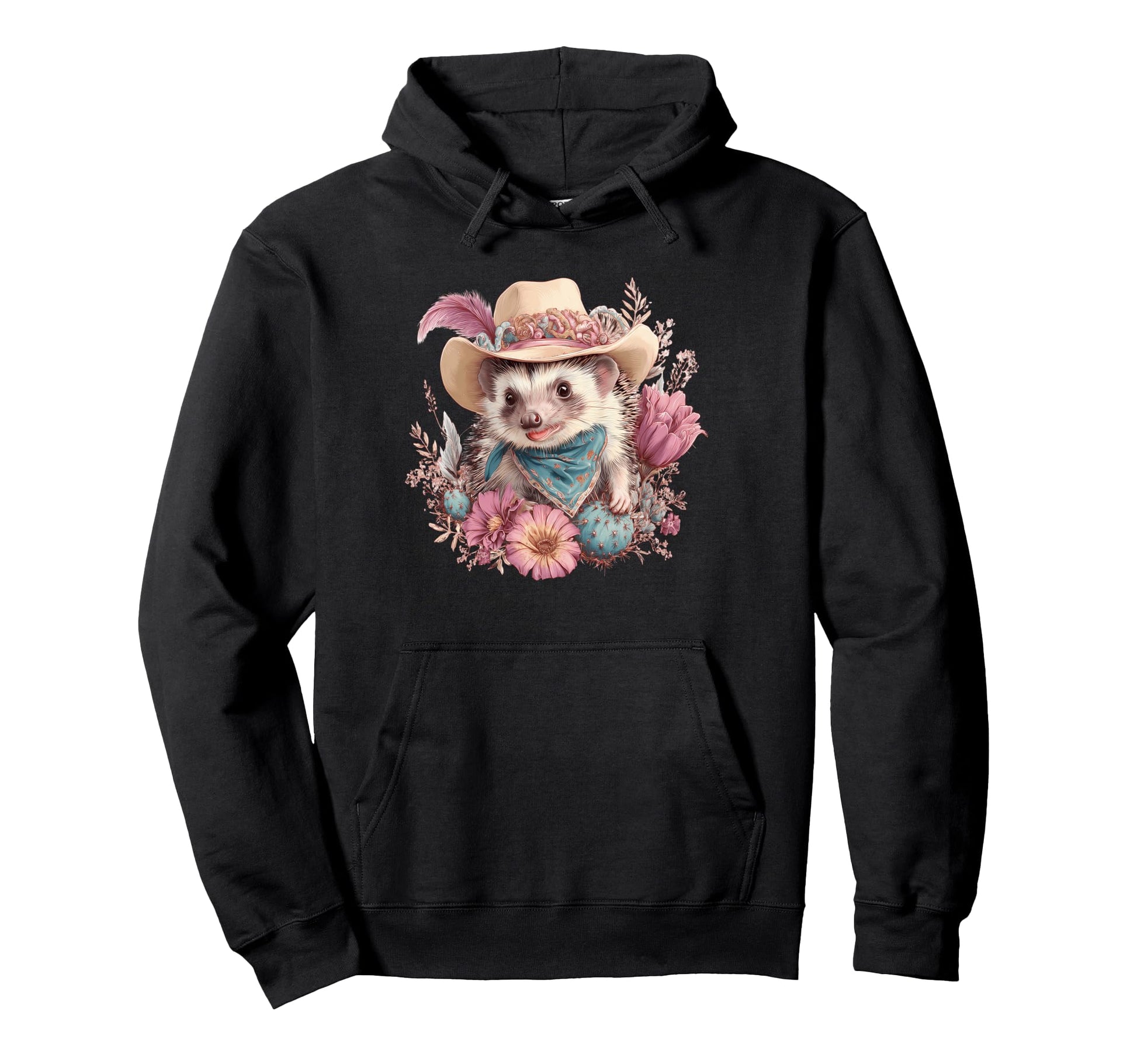 Country Cowboy Hedgehog Rodeo Hoodie - Aesthetic Graphic for Adults - T-Shirt, Sweatshirt, Hoodie