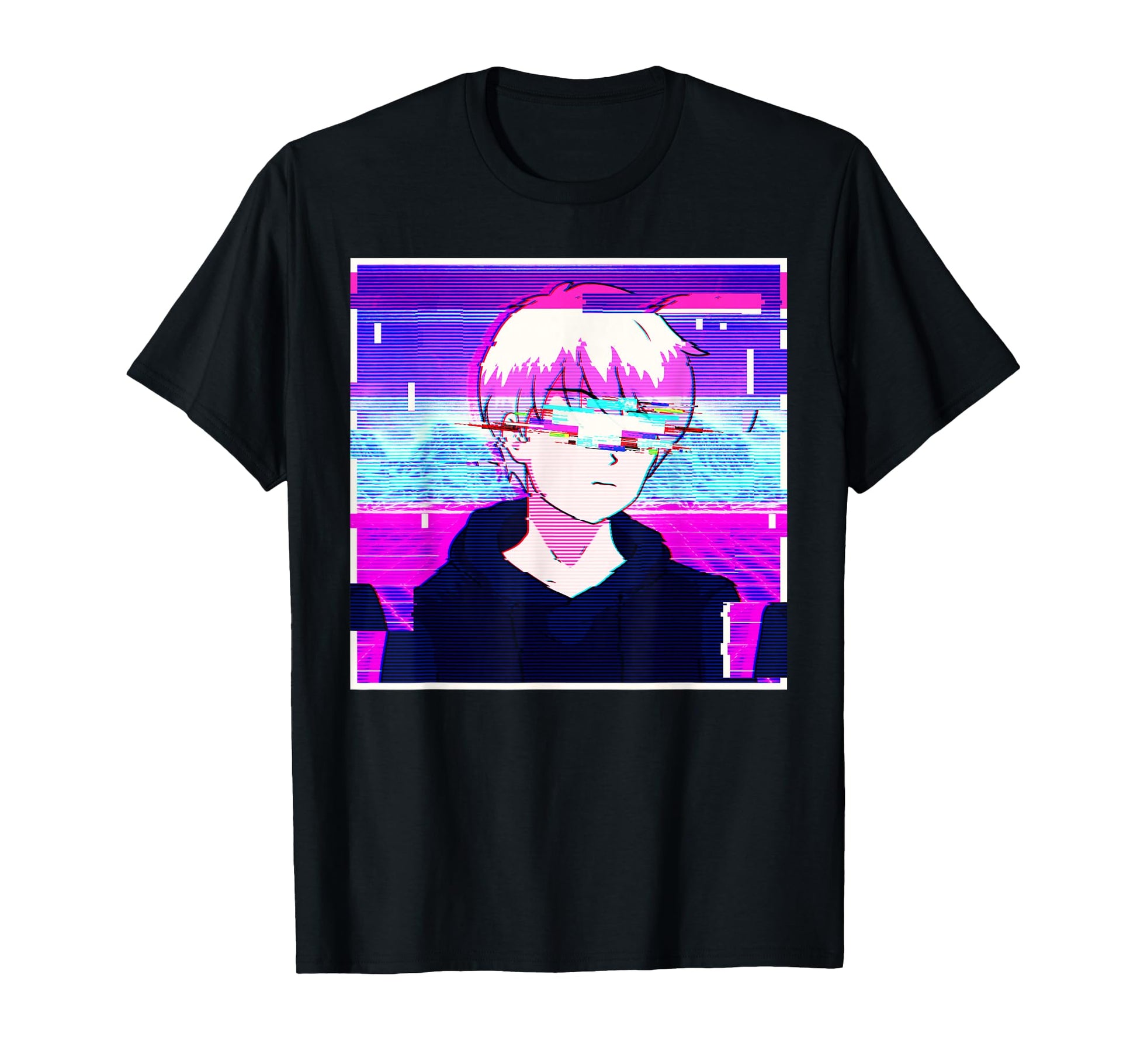 Emo Anime Vaporwave Aesthetic Glitch T-Shirt - Graphic Print Men Women - T-Shirt, Sweatshirt, Hoodie