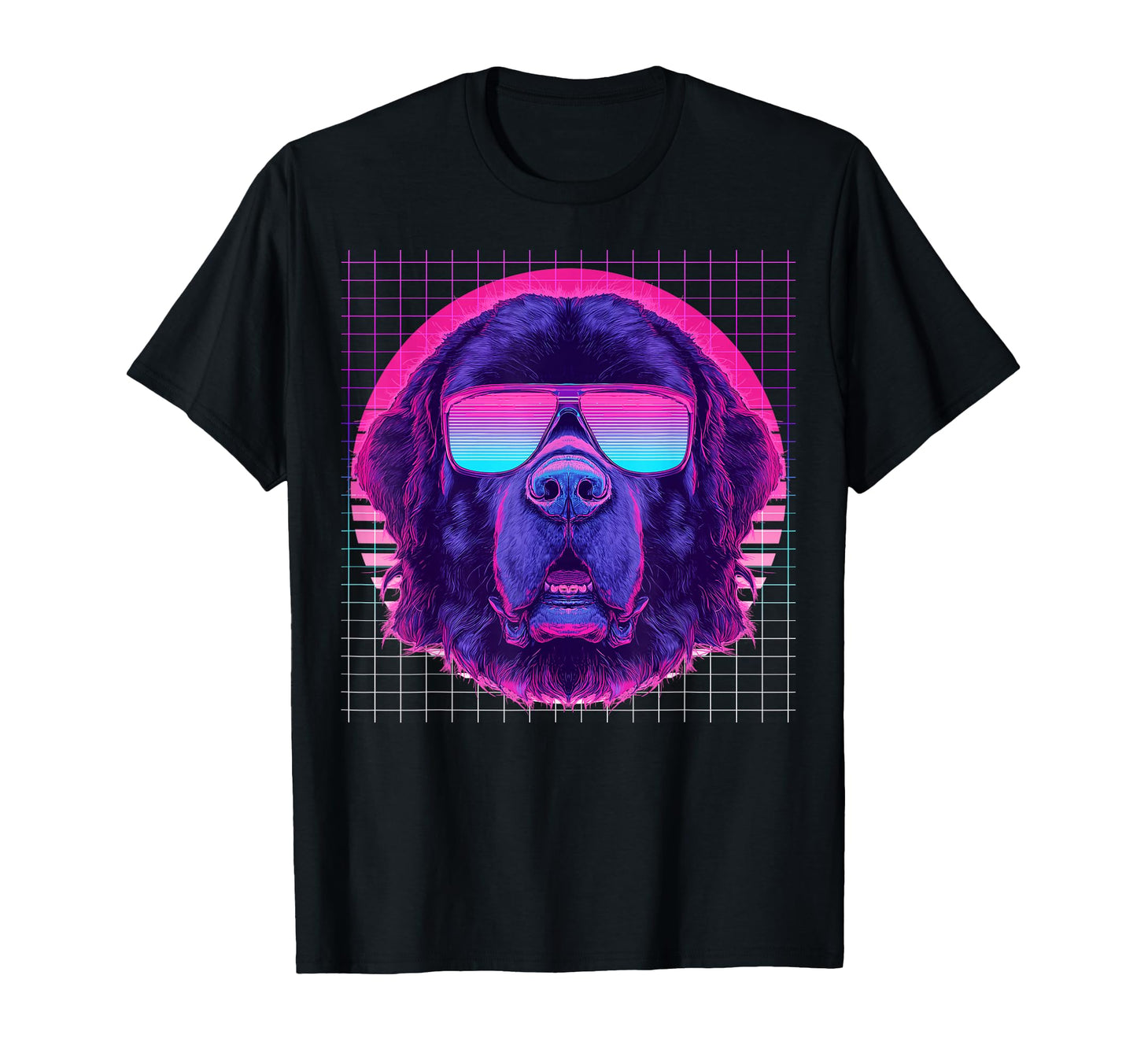 Newfoundland Dog Sunglasses Vaporwave T-Shirt - Novelty Apparel Men Women - T-Shirt, Sweatshirt, Hoodie