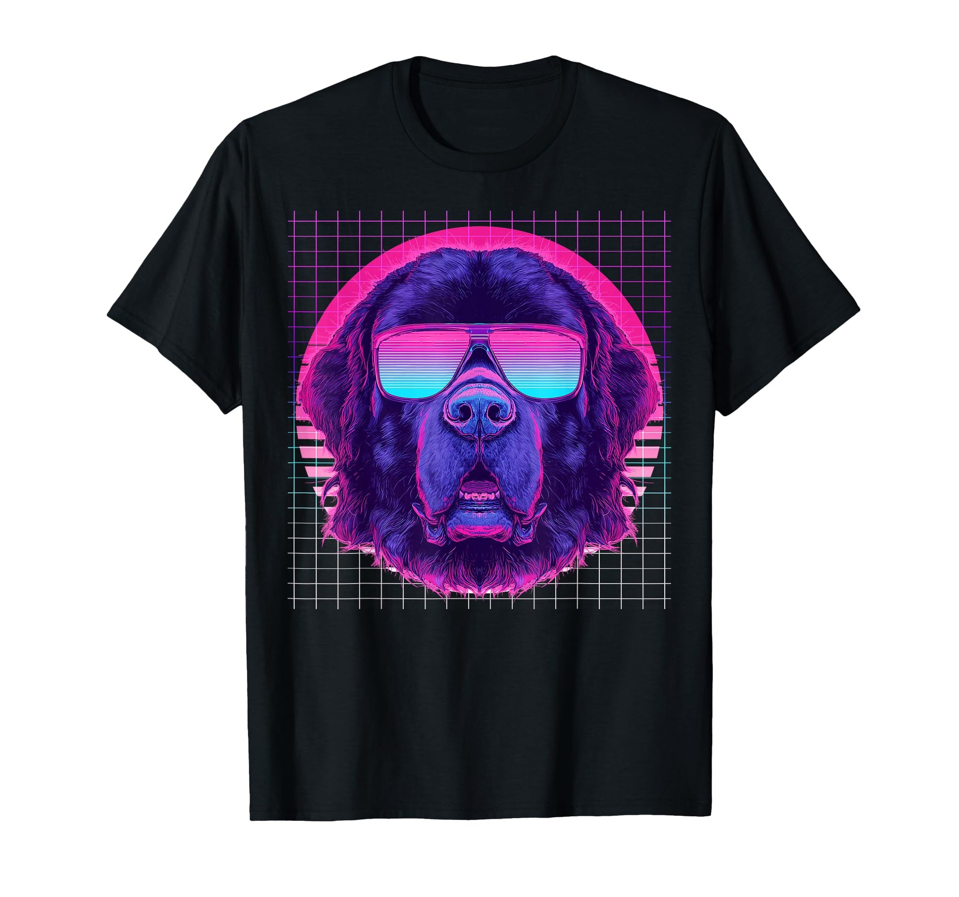 Newfoundland Dog Sunglasses Vaporwave T-Shirt - Novelty Apparel Men Women - T-Shirt, Sweatshirt, Hoodie