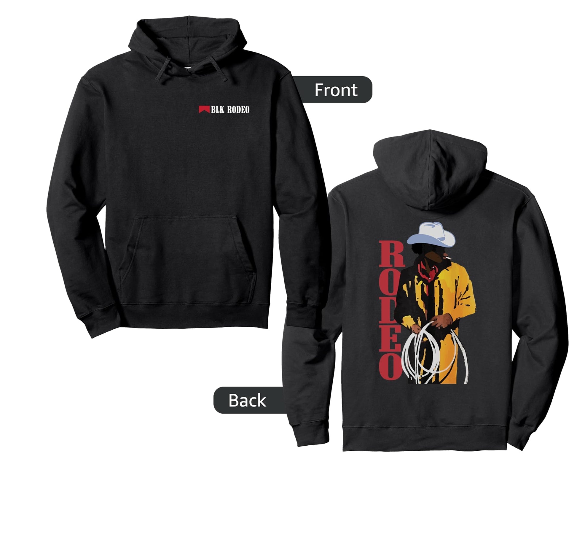 African American Cowboy Rodeo Hoodie - Unique Graphic Unisex - T-Shirt, Sweatshirt, Hoodie