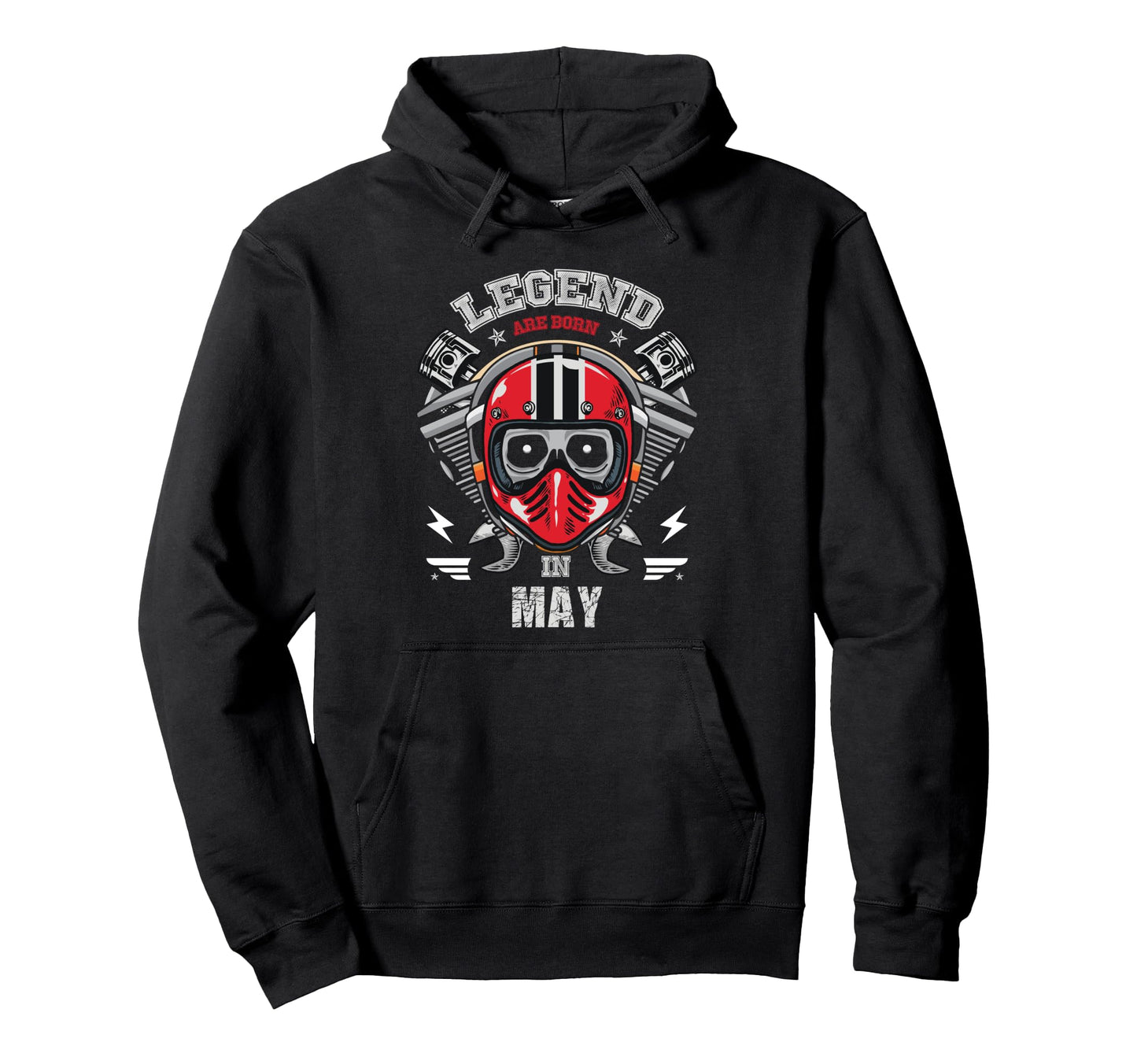 Biker Born May Motorcycle Birthday Hoodie - Novelty Apparel Men Women - T-Shirt, Sweatshirt, Hoodie
