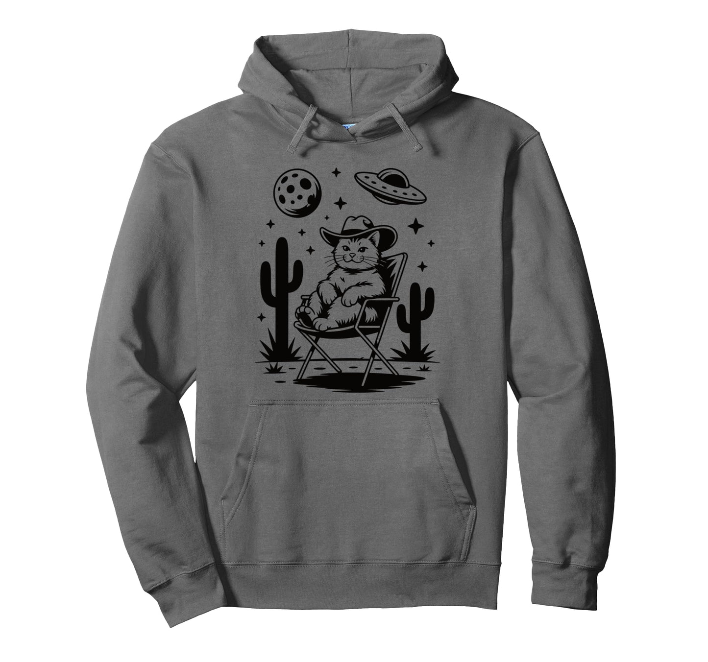 Howdy Cat Lovers Ufo Desert Western Hoodie - Custom Art Print Men Women - T-Shirt, Sweatshirt, Hoodie
