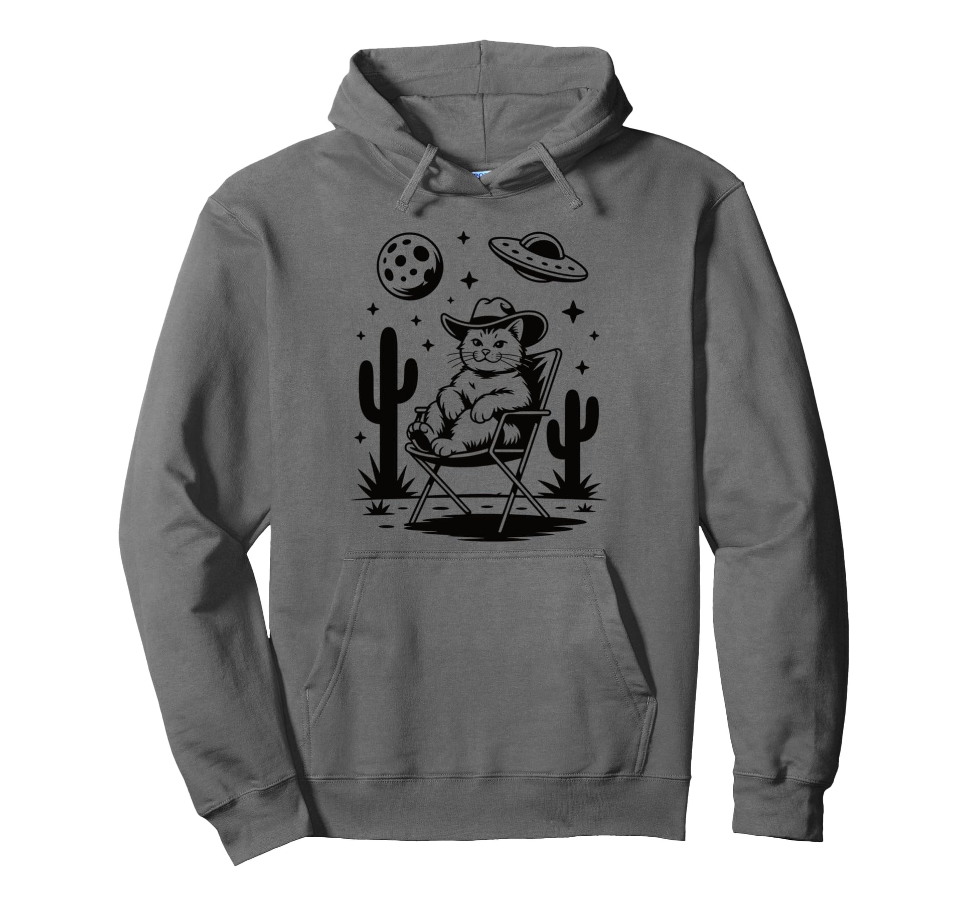 Howdy Cat Lovers Ufo Desert Western Hoodie - Custom Art Print Men Women - T-Shirt, Sweatshirt, Hoodie