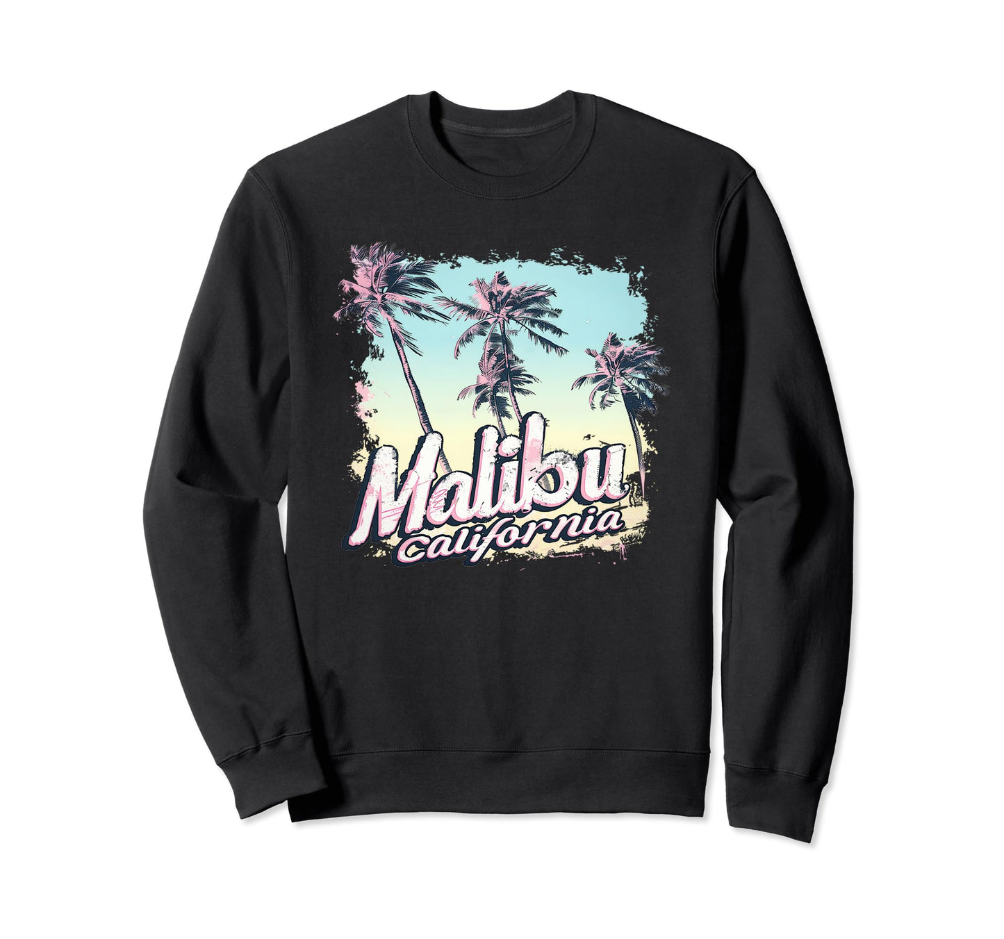 Malibu California Pastel Vaporwave Sweatshirt - Trendy Graphic Men Women - T-Shirt, Sweatshirt, Hoodie