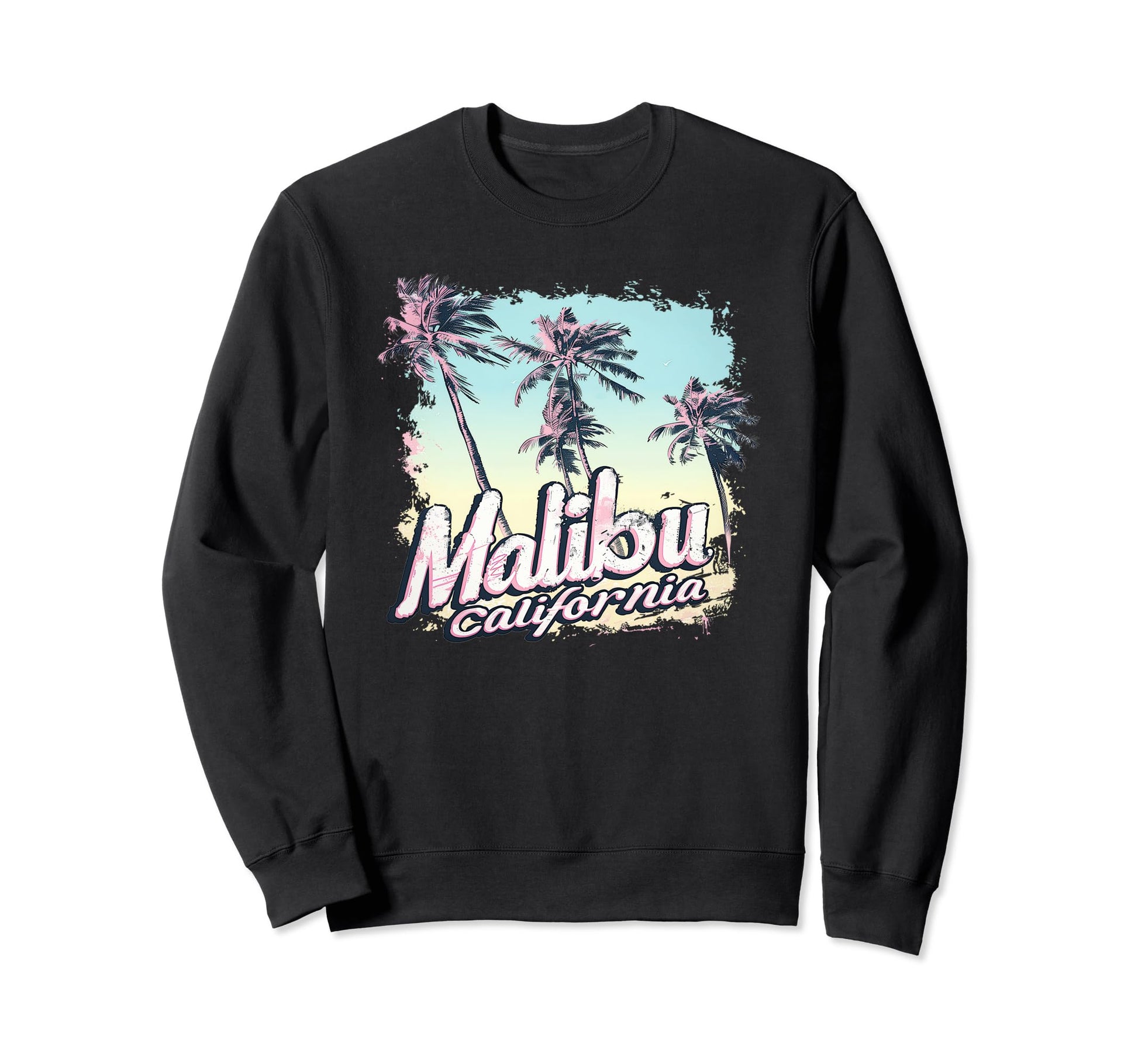Malibu California Pastel Vaporwave Sweatshirt - Trendy Graphic Men Women - T-Shirt, Sweatshirt, Hoodie