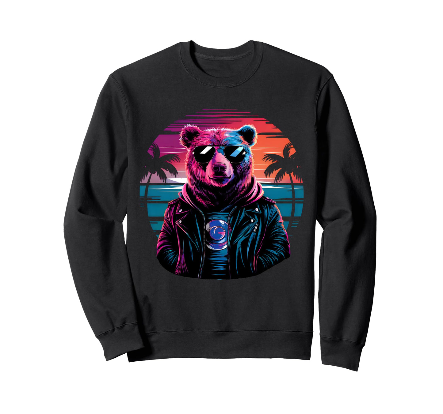 Vaporwave Rizzly Bear Synthwave Sweatshirt - Trendy Graphic Men Women - T-Shirt, Sweatshirt, Hoodie