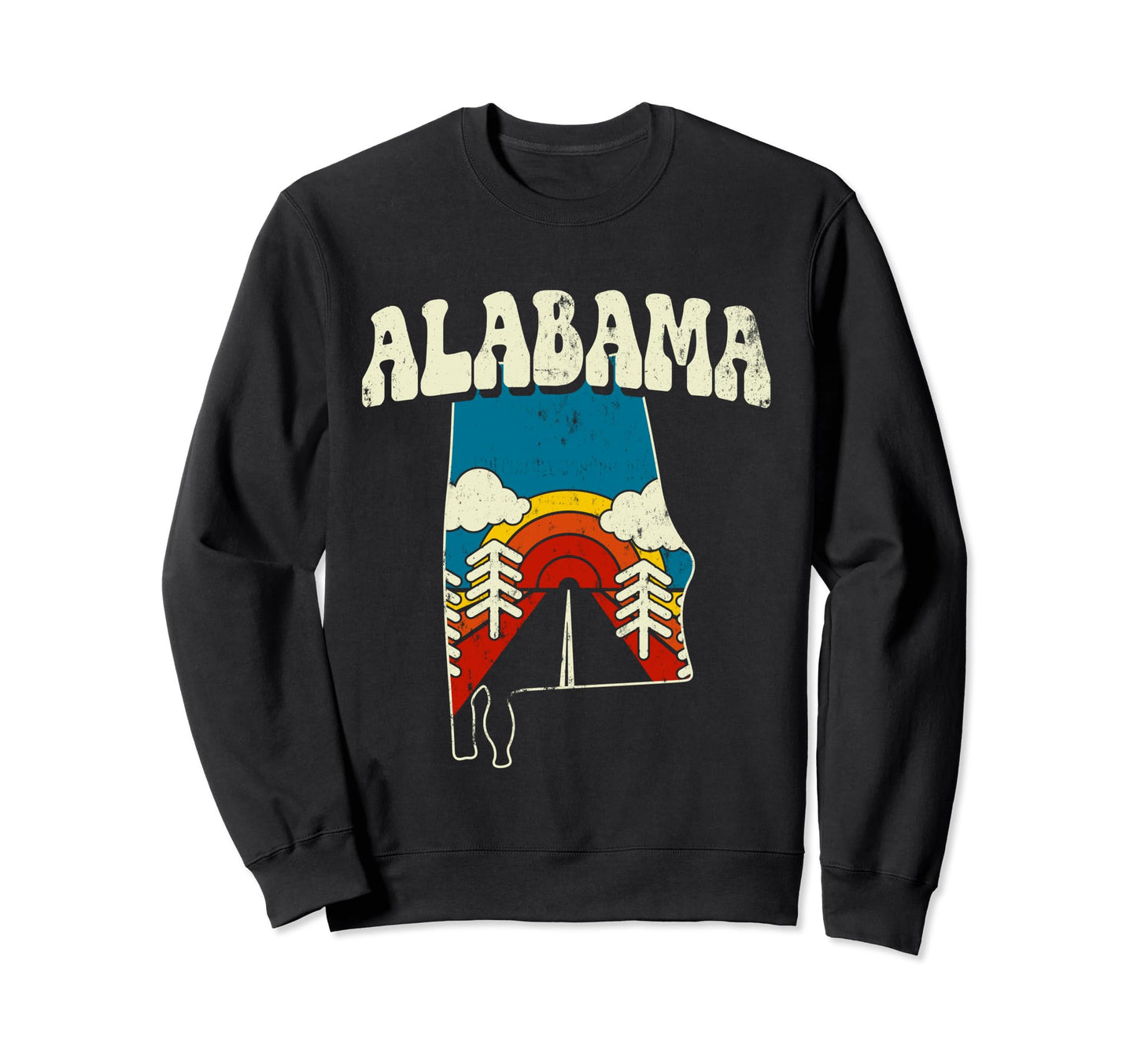Alabama State Rainbow Hippie 70S Sweatshirt - Aesthetic Graphic Men Women - T-Shirt, Sweatshirt, Hoodie