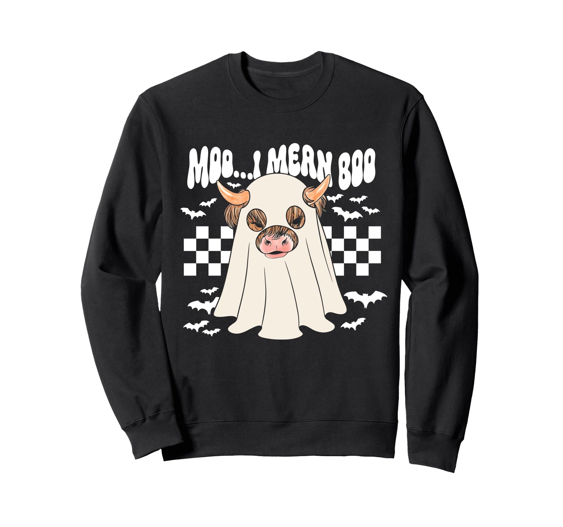 Moo I Mean Boo Halloween Sweatshirt - Casual Everyday Wear for Adults - T-Shirt, Sweatshirt, Hoodie