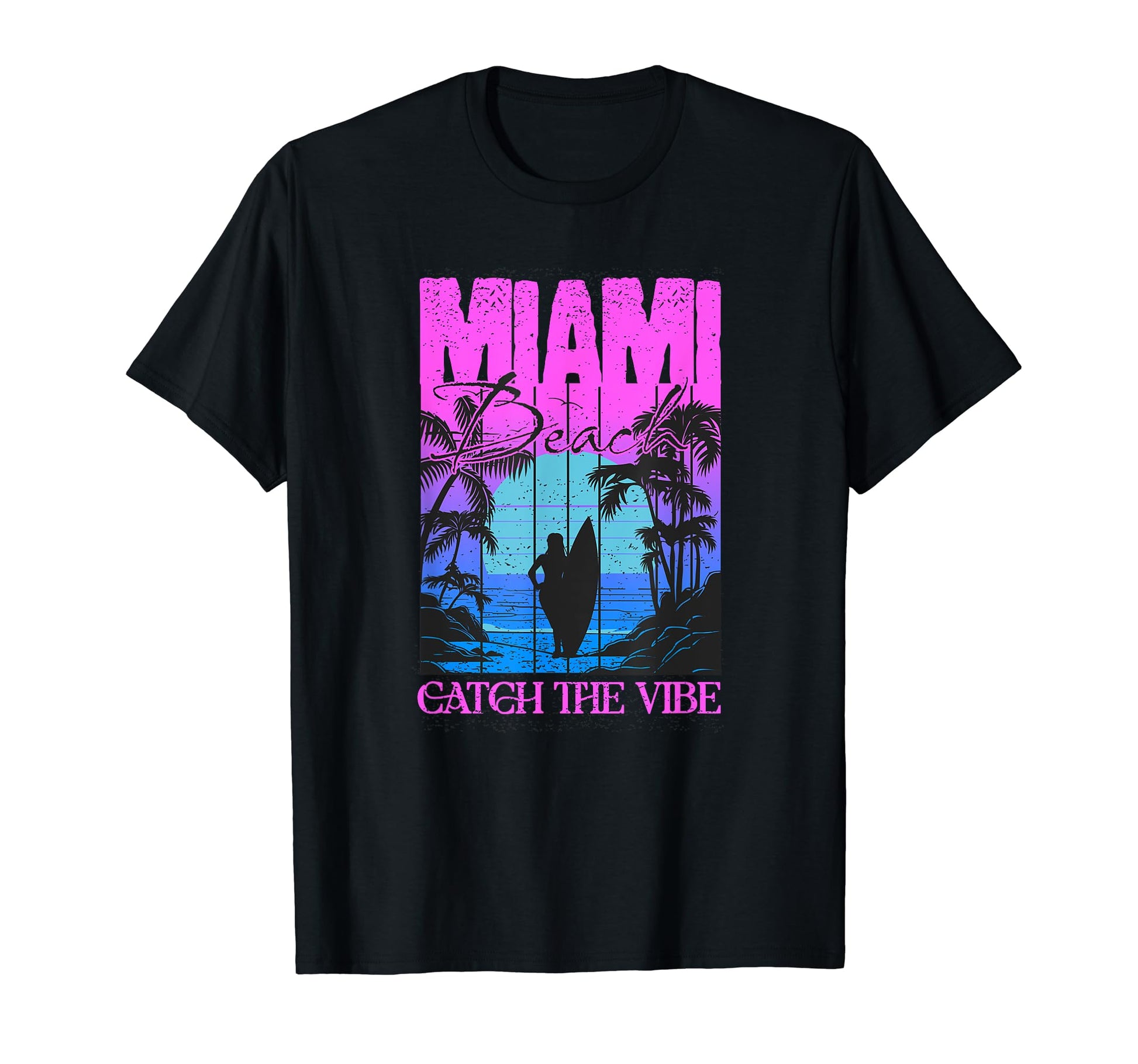 Miami Beach Souvenir Sunset Vaporwave T-Shirt - Graphic Print Unisex - T-Shirt, Sweatshirt, Hoodie