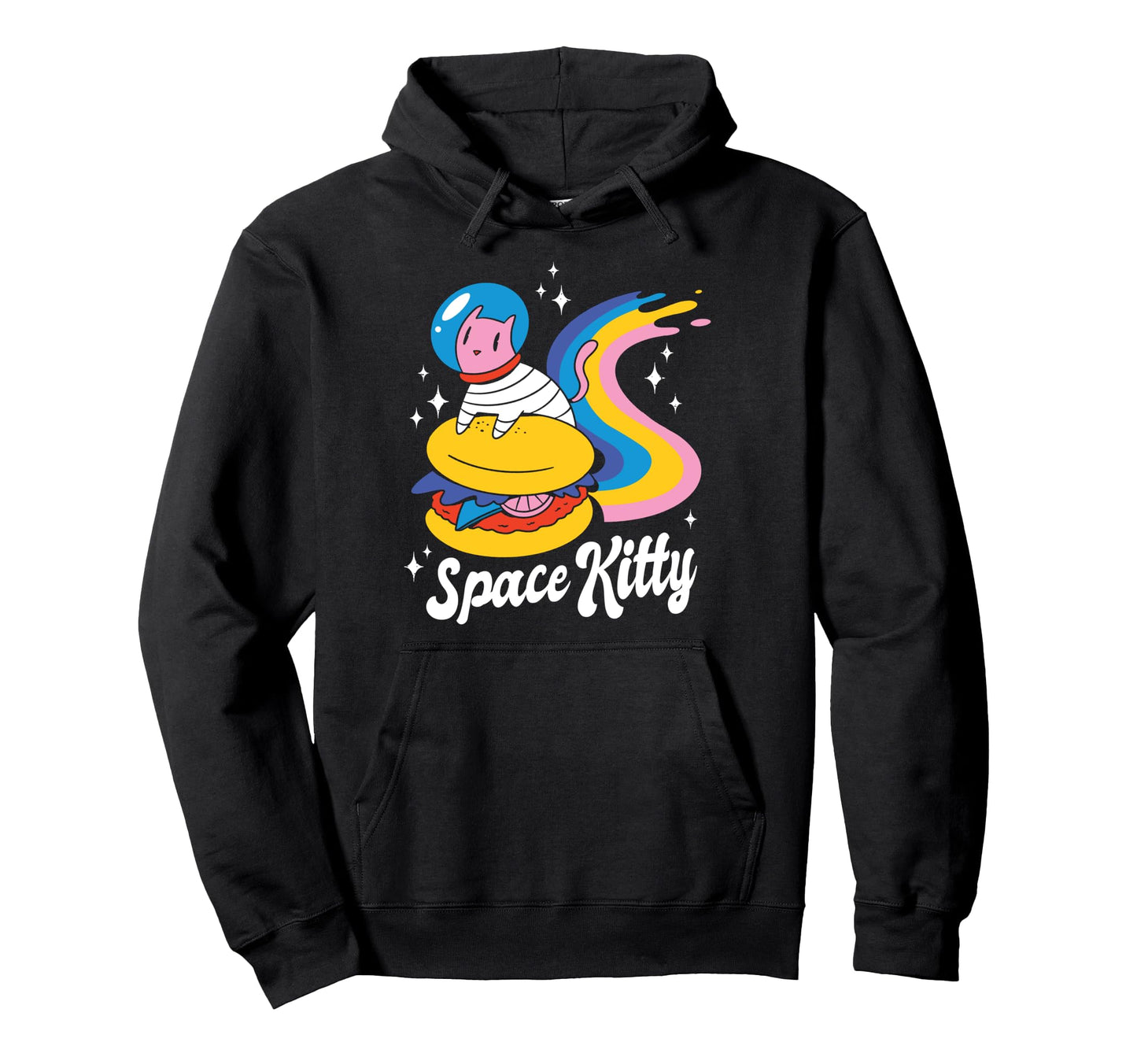 Space Kitty Astronaut Cheeseburger Hoodie - Casual Everyday Wear Men Women - T-Shirt, Sweatshirt, Hoodie