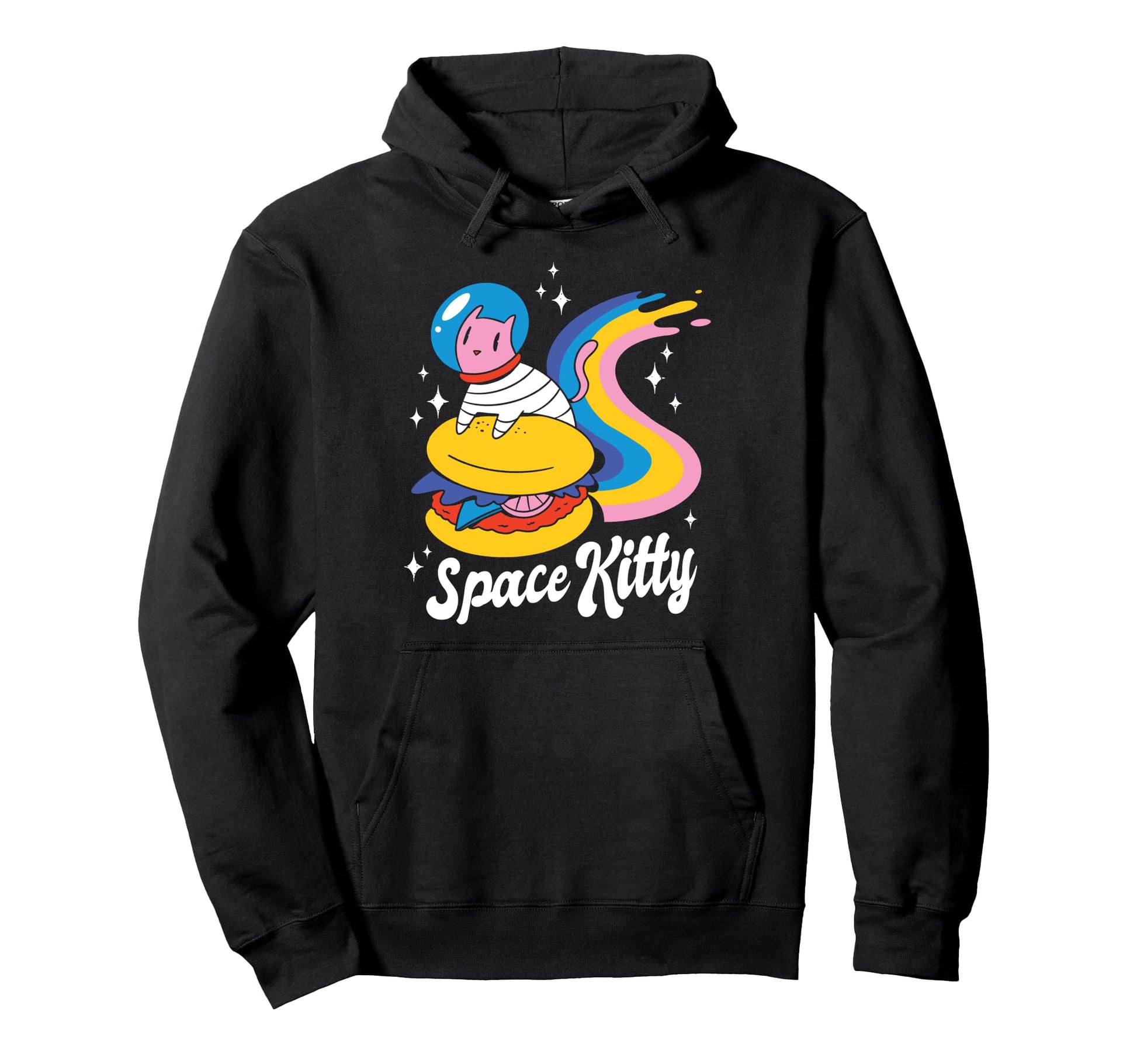 Space Kitty Astronaut Cheeseburger Hoodie - Casual Everyday Wear Men Women - T-Shirt, Sweatshirt, Hoodie