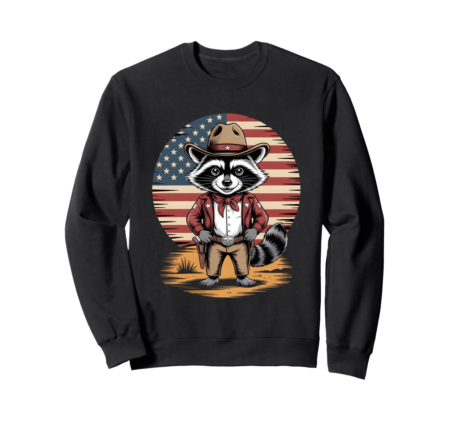 Funny Raccoon Sheriff Western Cowboy Sweatshirt - Fun Novelty Design Unisex - T-Shirt, Sweatshirt, Hoodie
